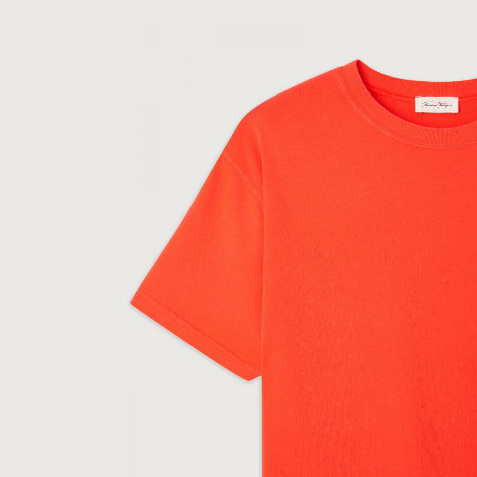 Girls Orange Red Cotton T-Shirt