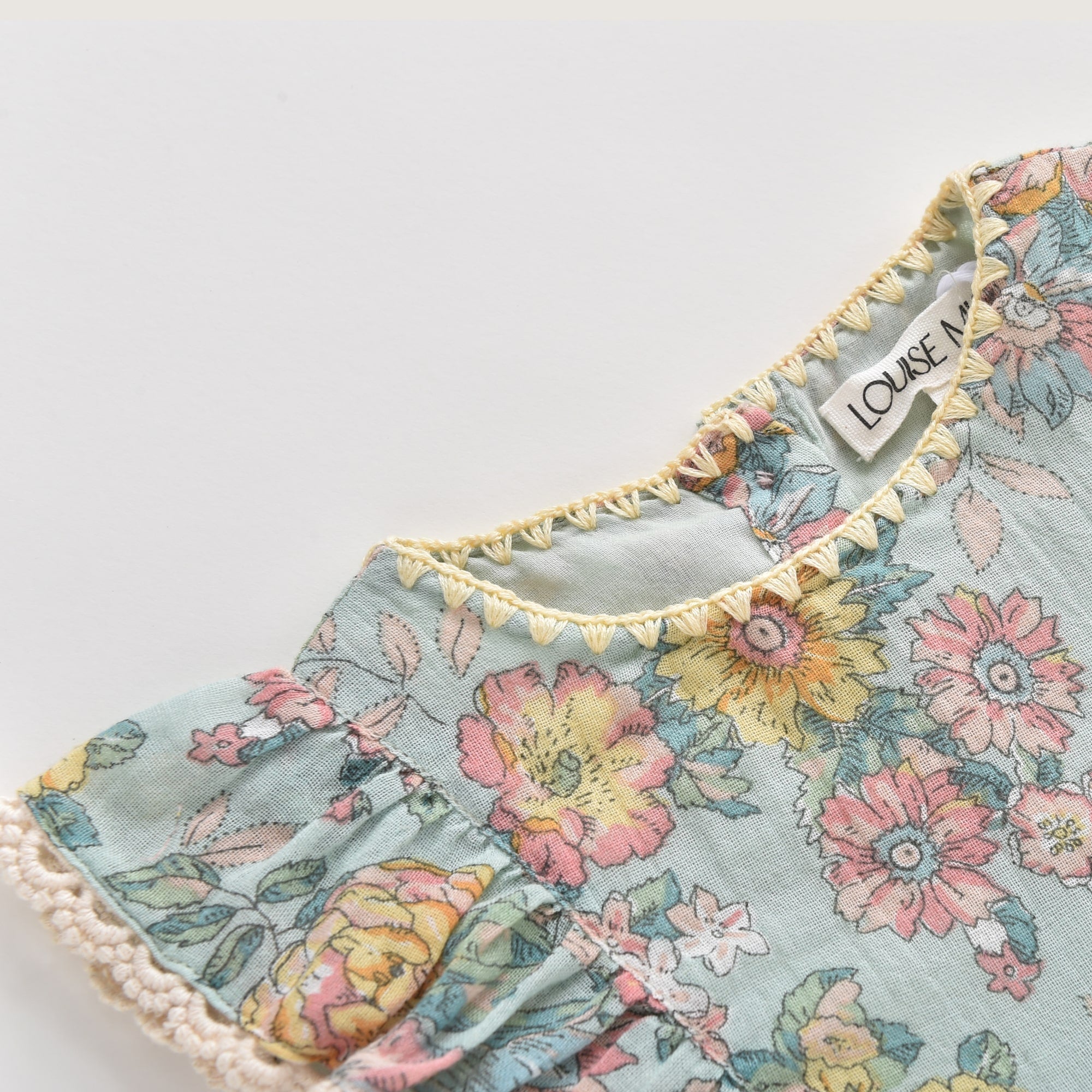 Baby Girls Green Flowers Cotton Babysuit