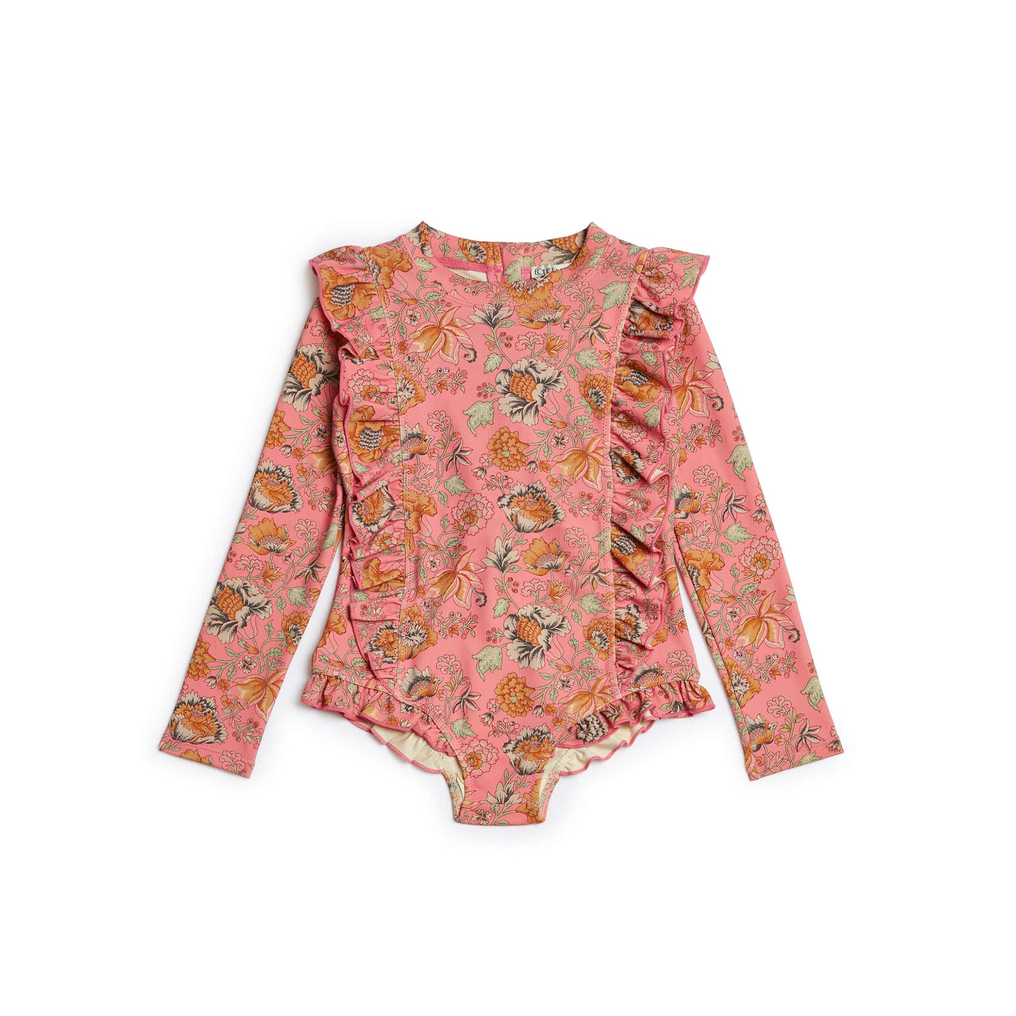 Girls Pink Flower UV Protective Swimsuit