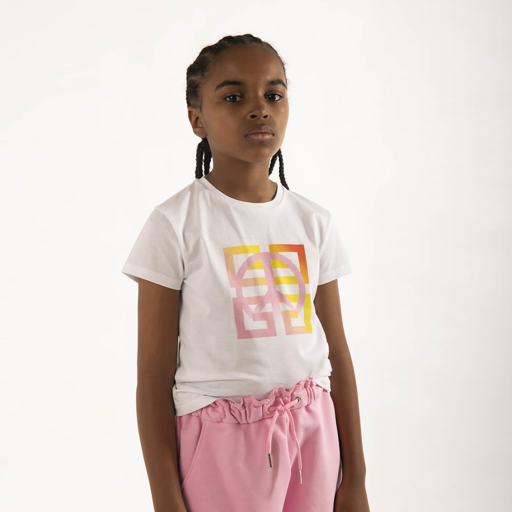 Girls White Logo Cotton T-Shirt