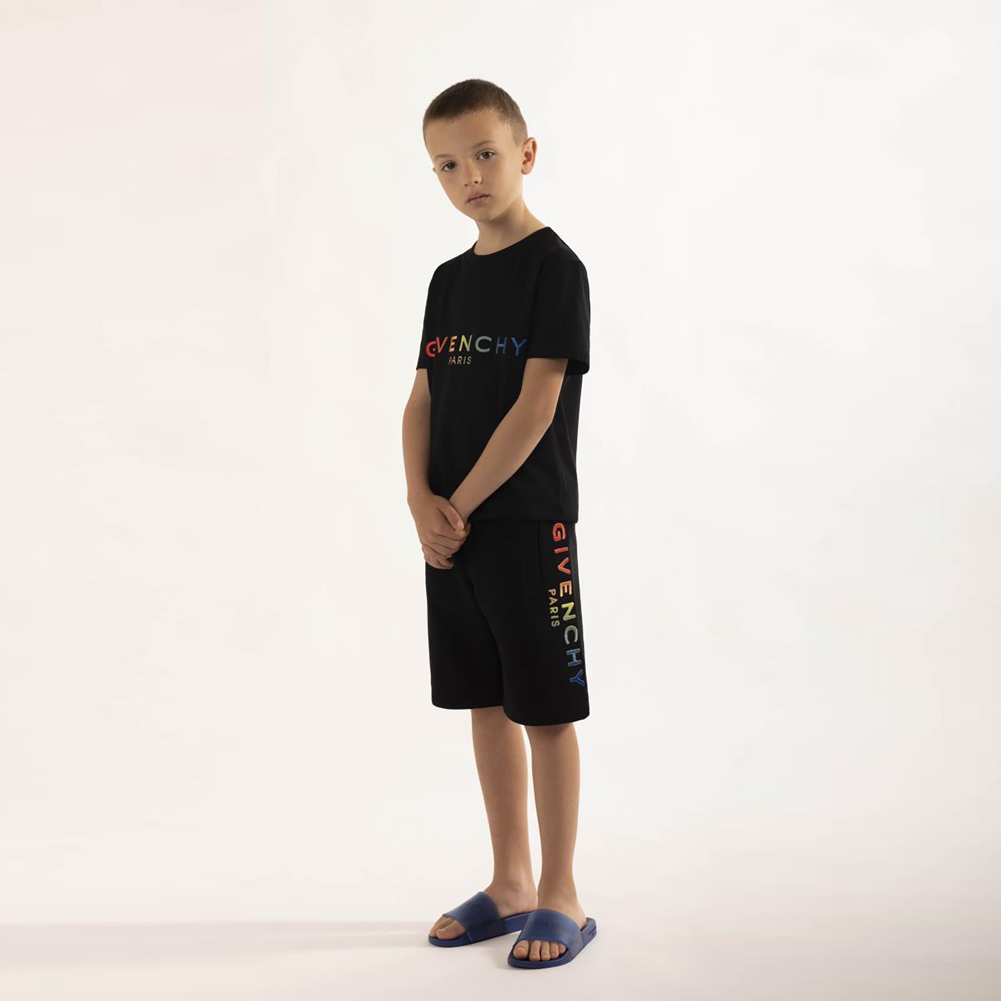 Boys Black Logo Cotton T-Shirt