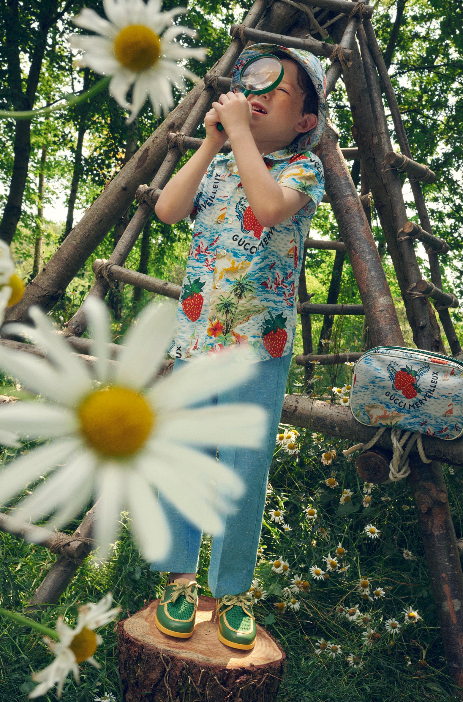 Boys Blue Strawberry Printed Shirt