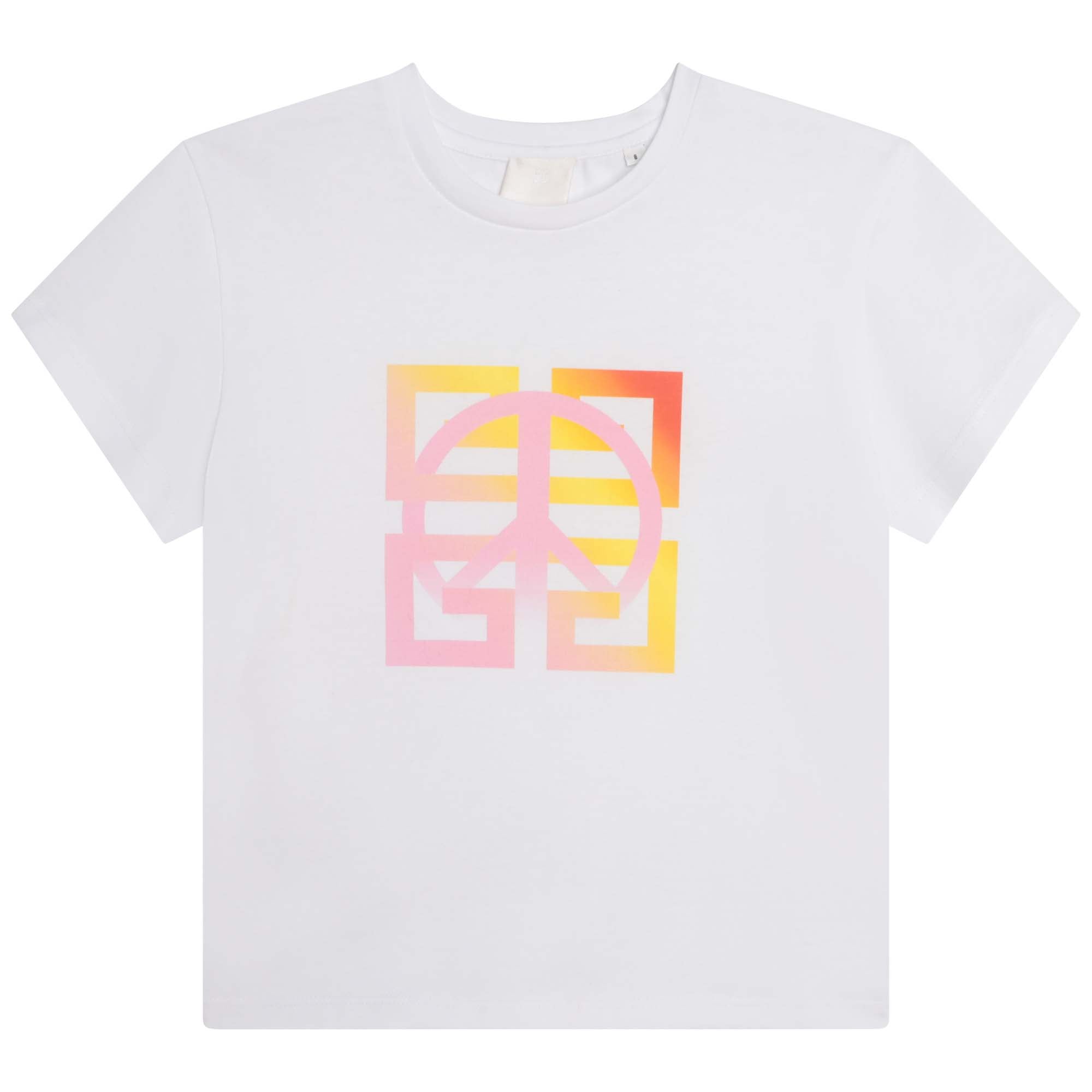 Girls White Logo Cotton T-Shirt