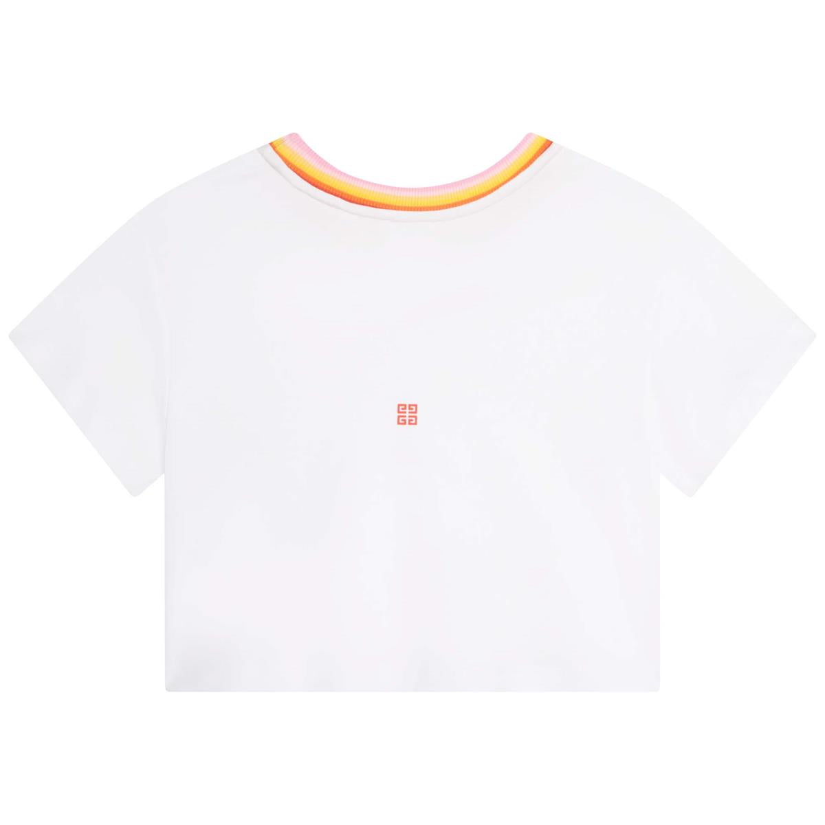 Girls White Logo Cotton T-Shirt