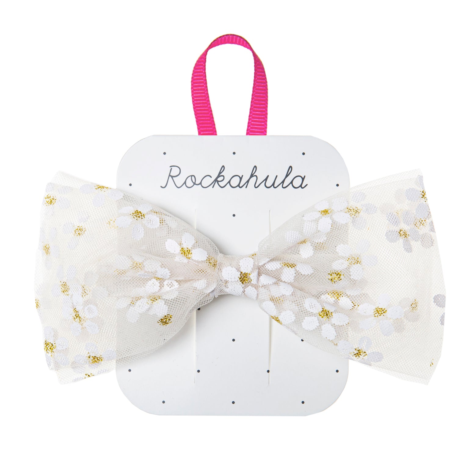 Barrette nœud fleur pailletée