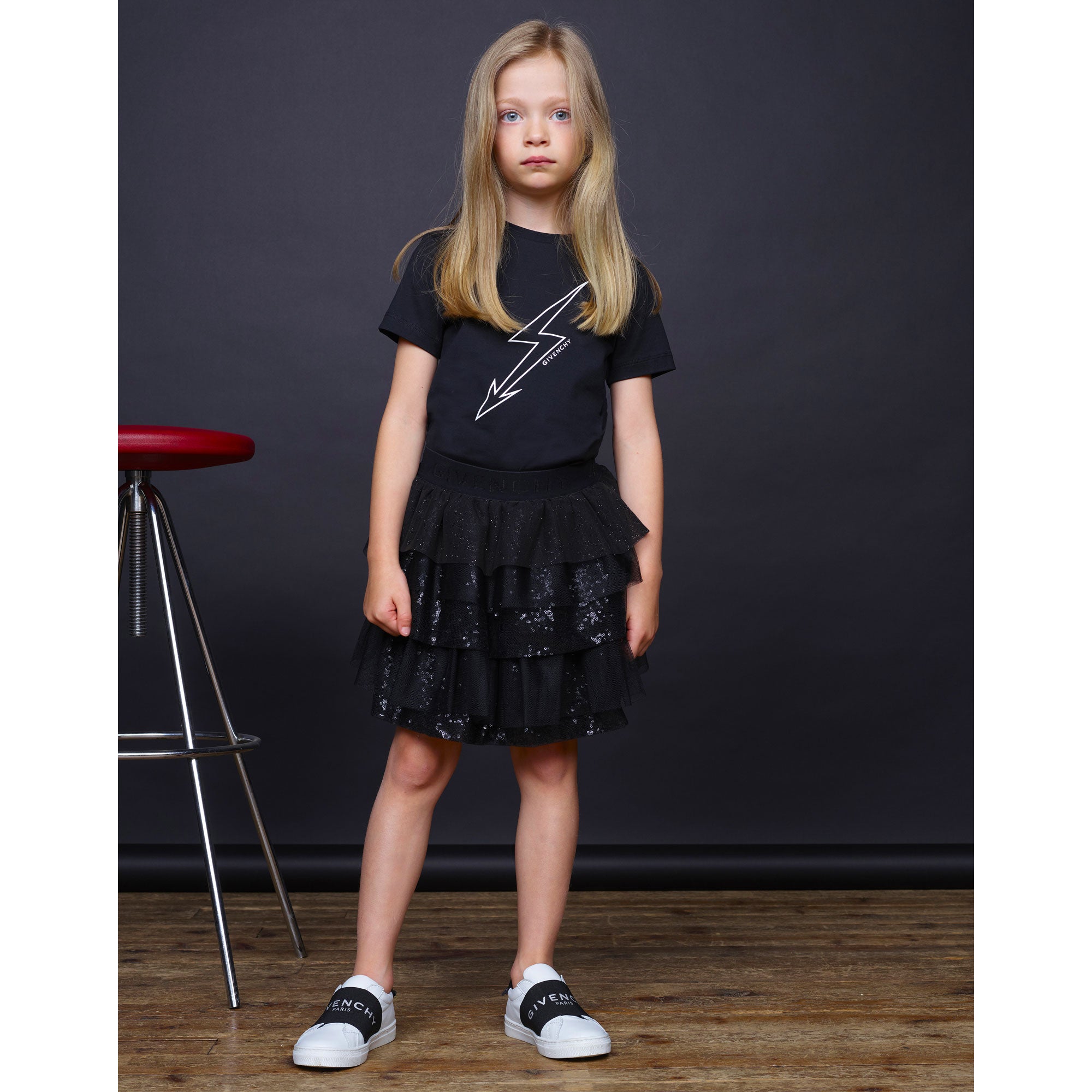 Boys & Girls White & Black Logo Shoes