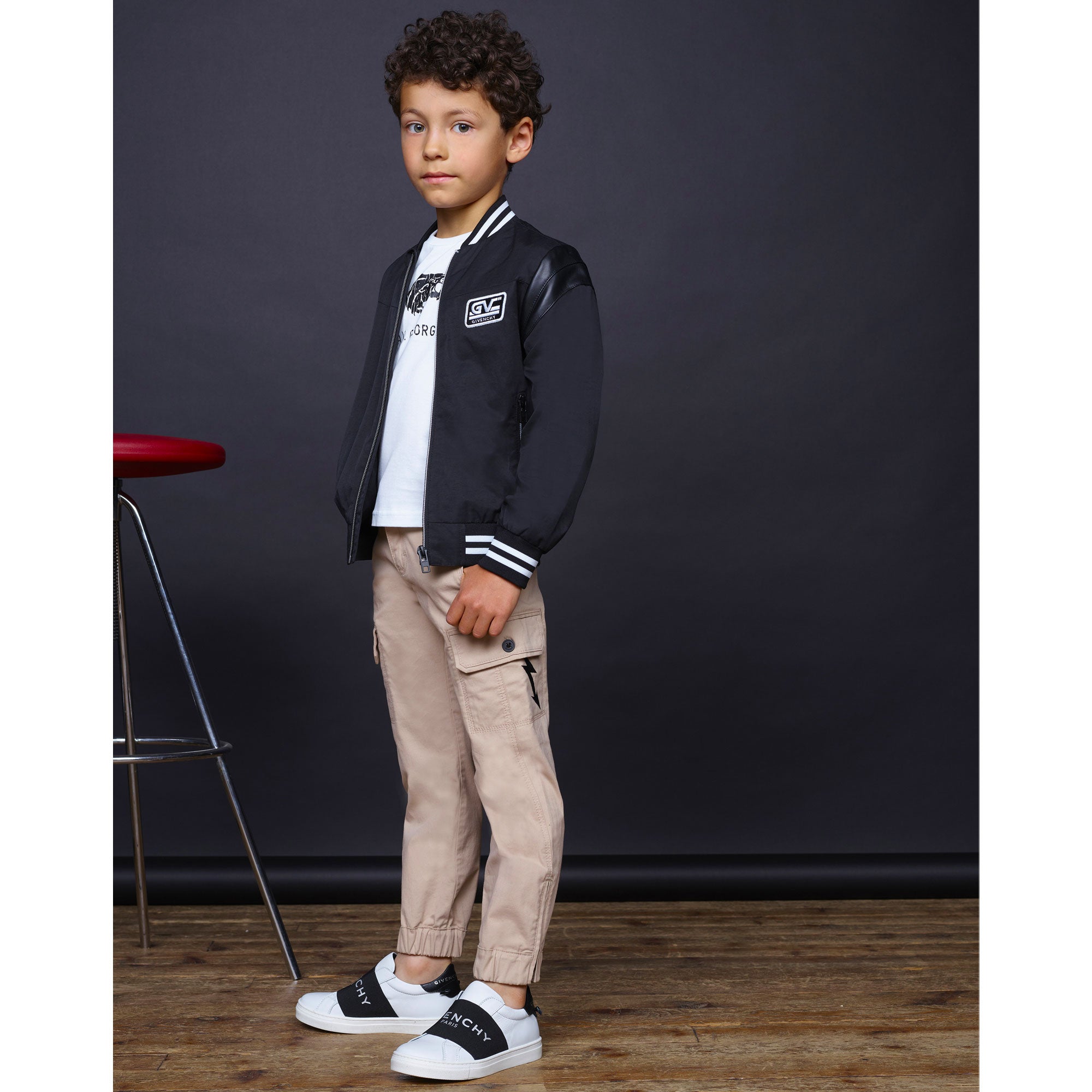 Boys & Girls White & Black Logo Shoes