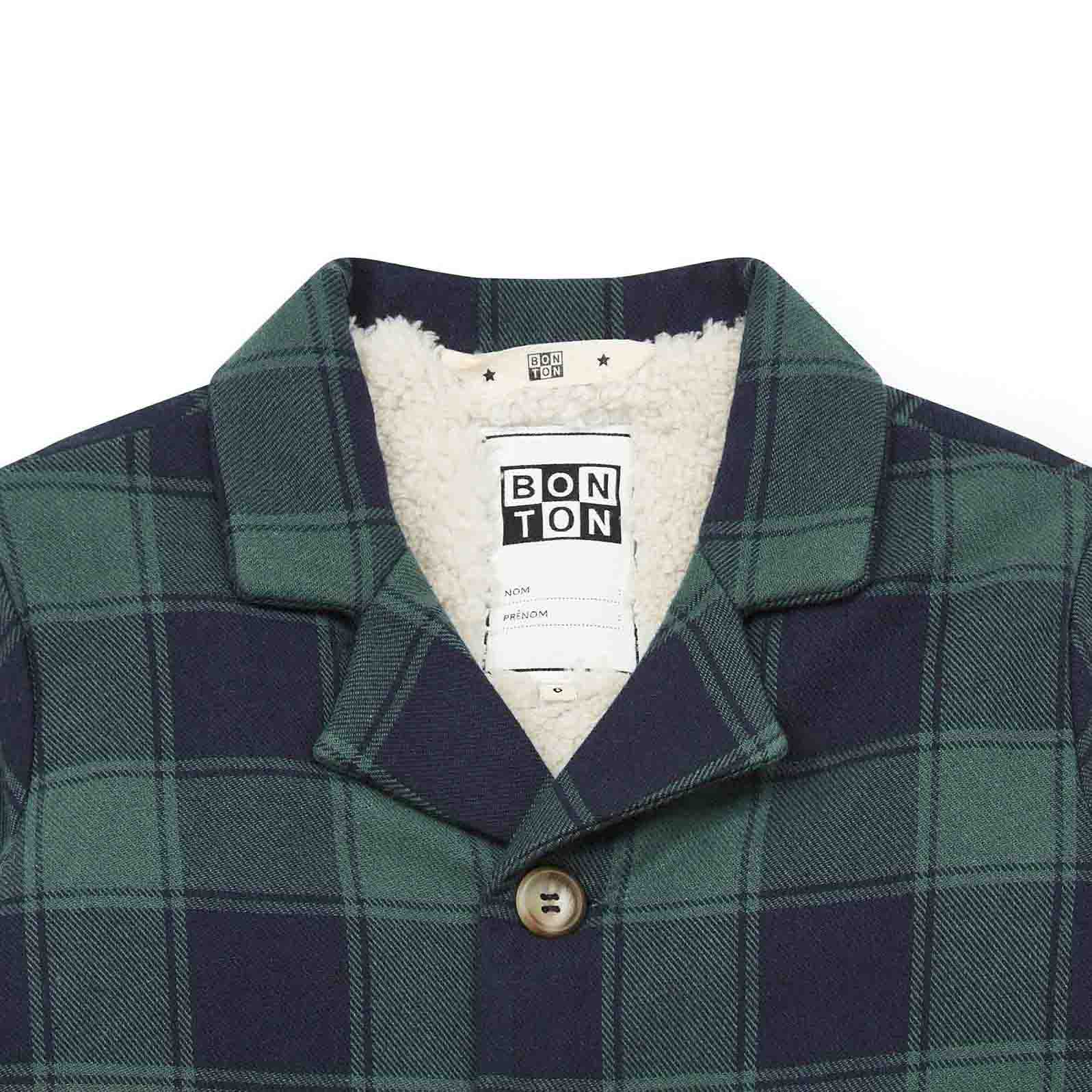 Boys Green Check Cotton Jacket