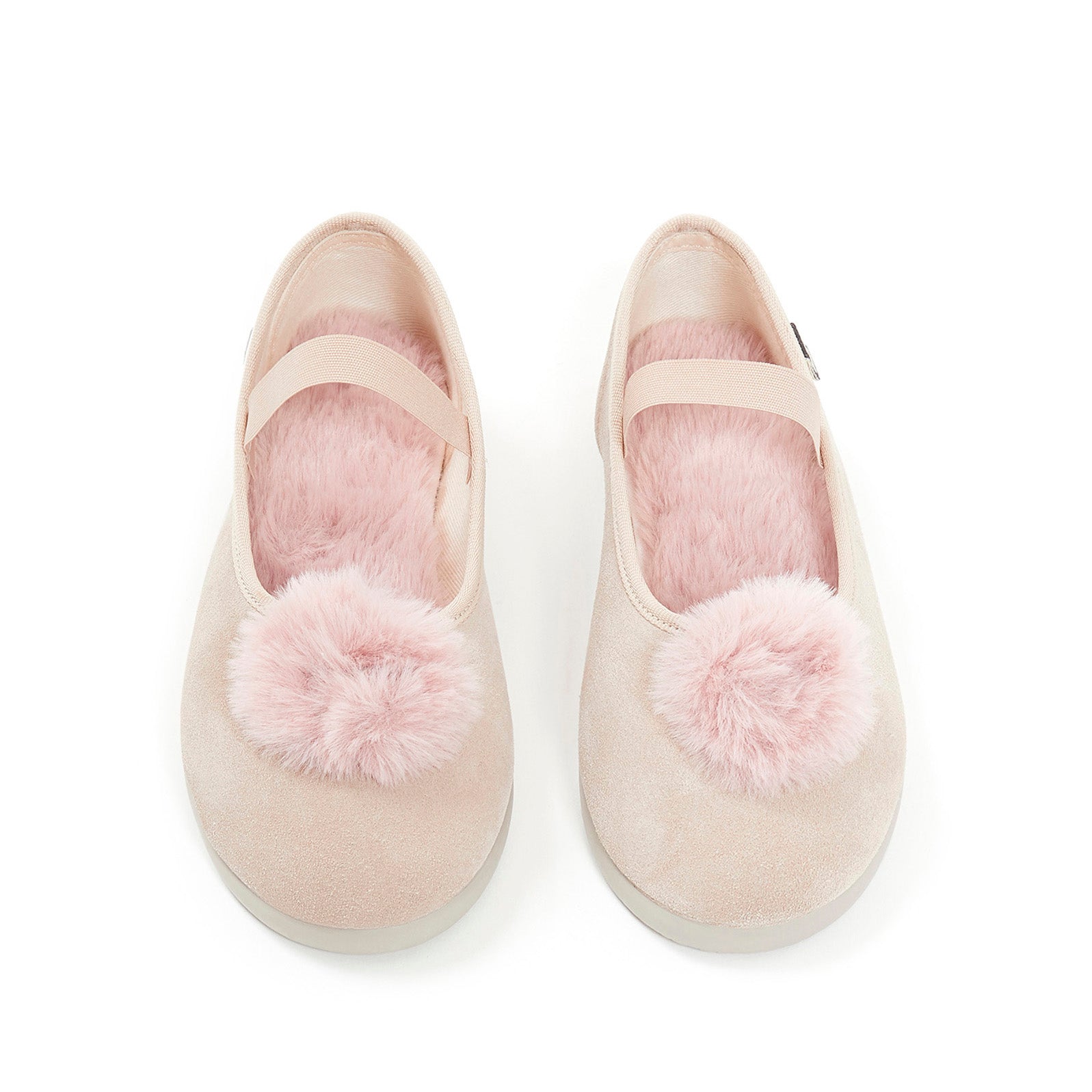 Girls Pink Pom Flat Shoes