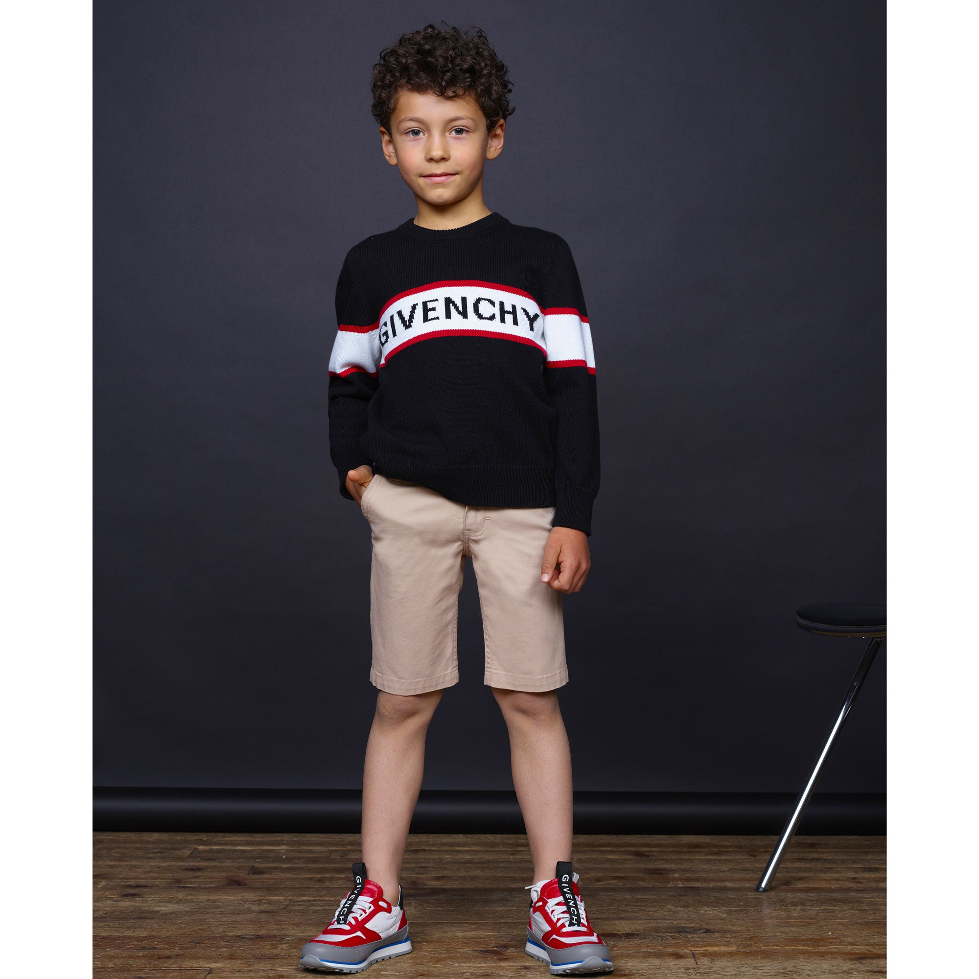 Boys Black & White Logo Cotton Sweater