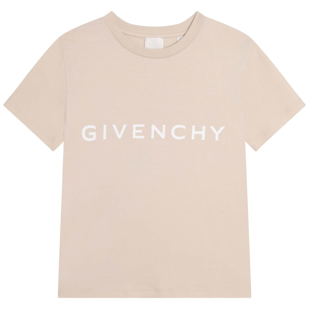 Boys Beige Logo Cotton T-Shirt