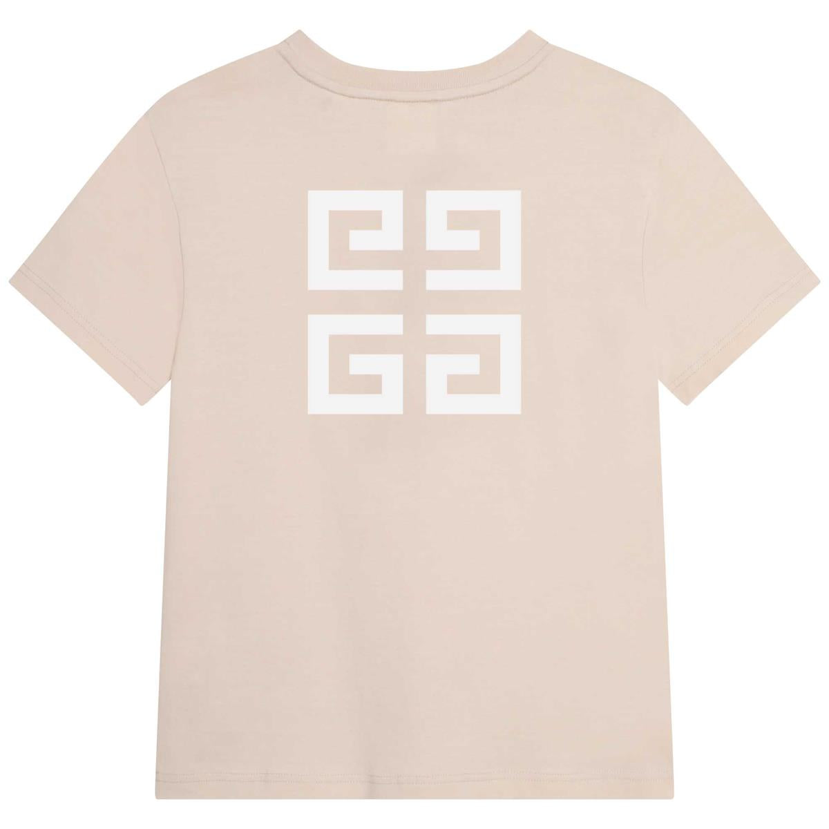 Boys Beige Logo Cotton T-Shirt