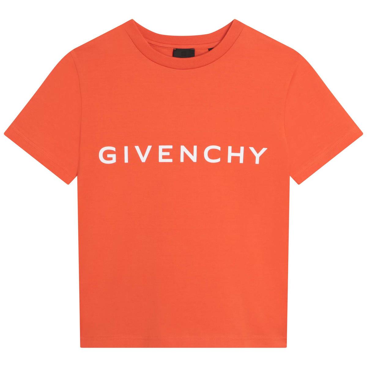 Boys Orange Logo Cotton T-Shirt