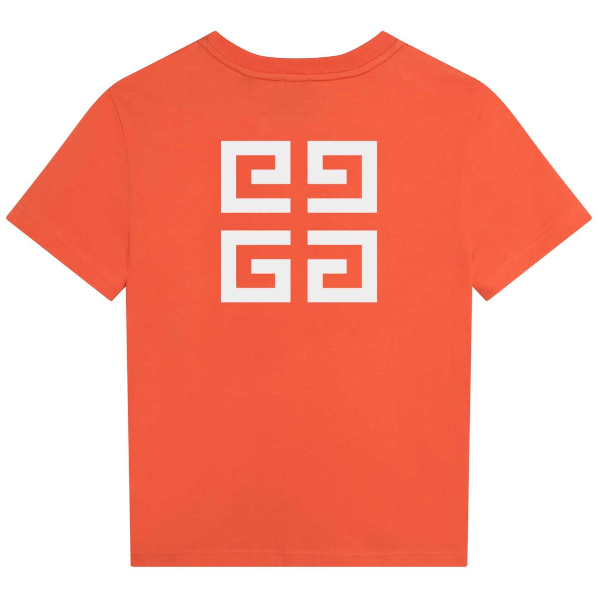 Boys Orange Logo Cotton T-Shirt