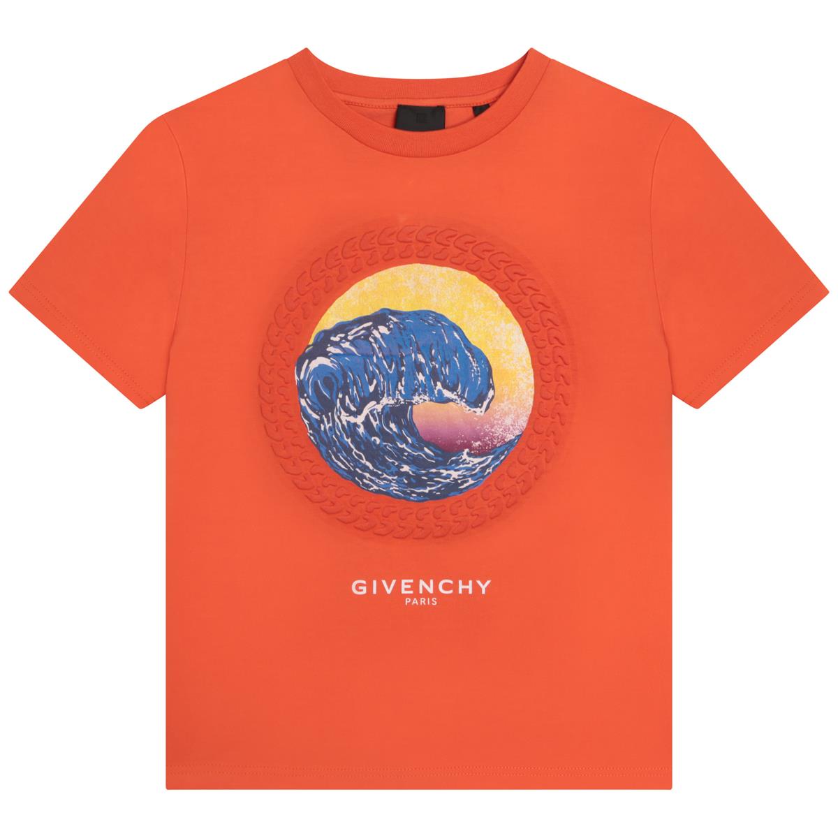 Boys Orange Printed T-Shirt