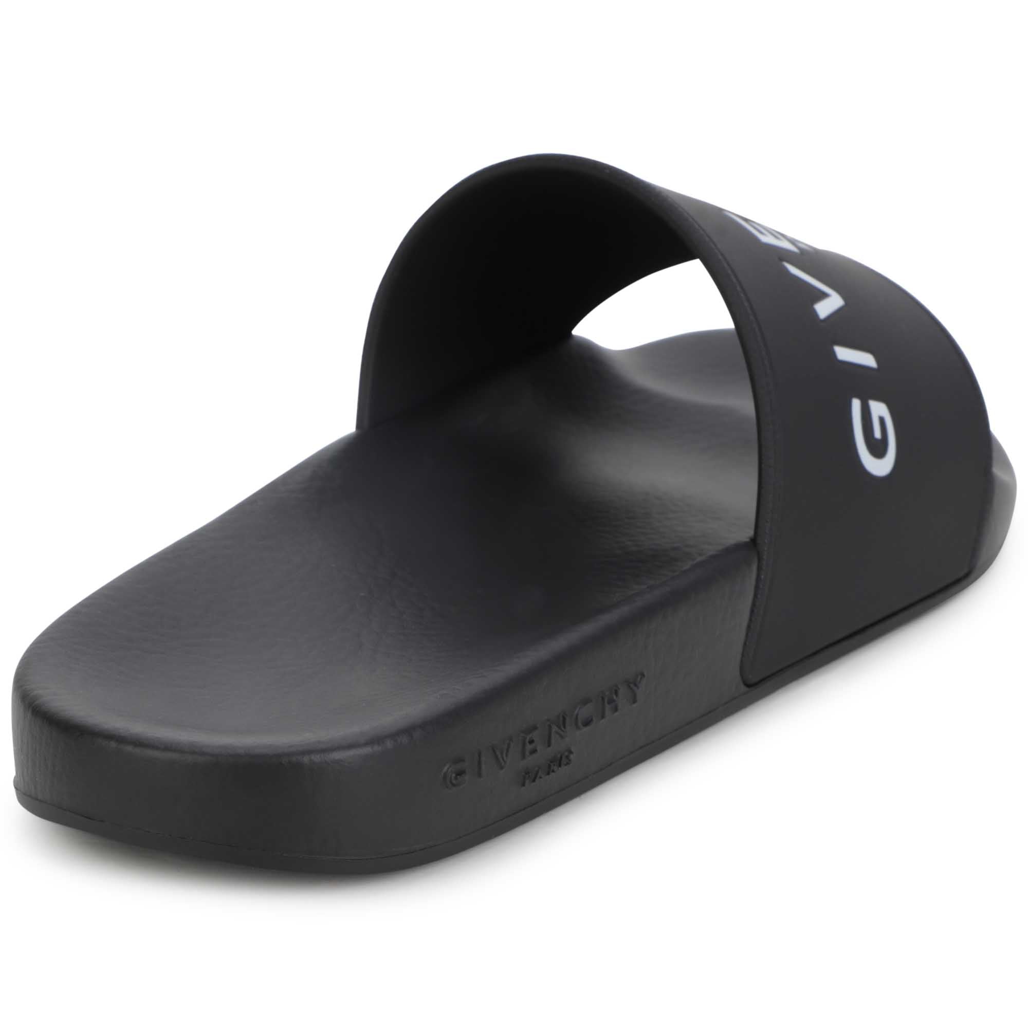 Boys Black Logo Sandals