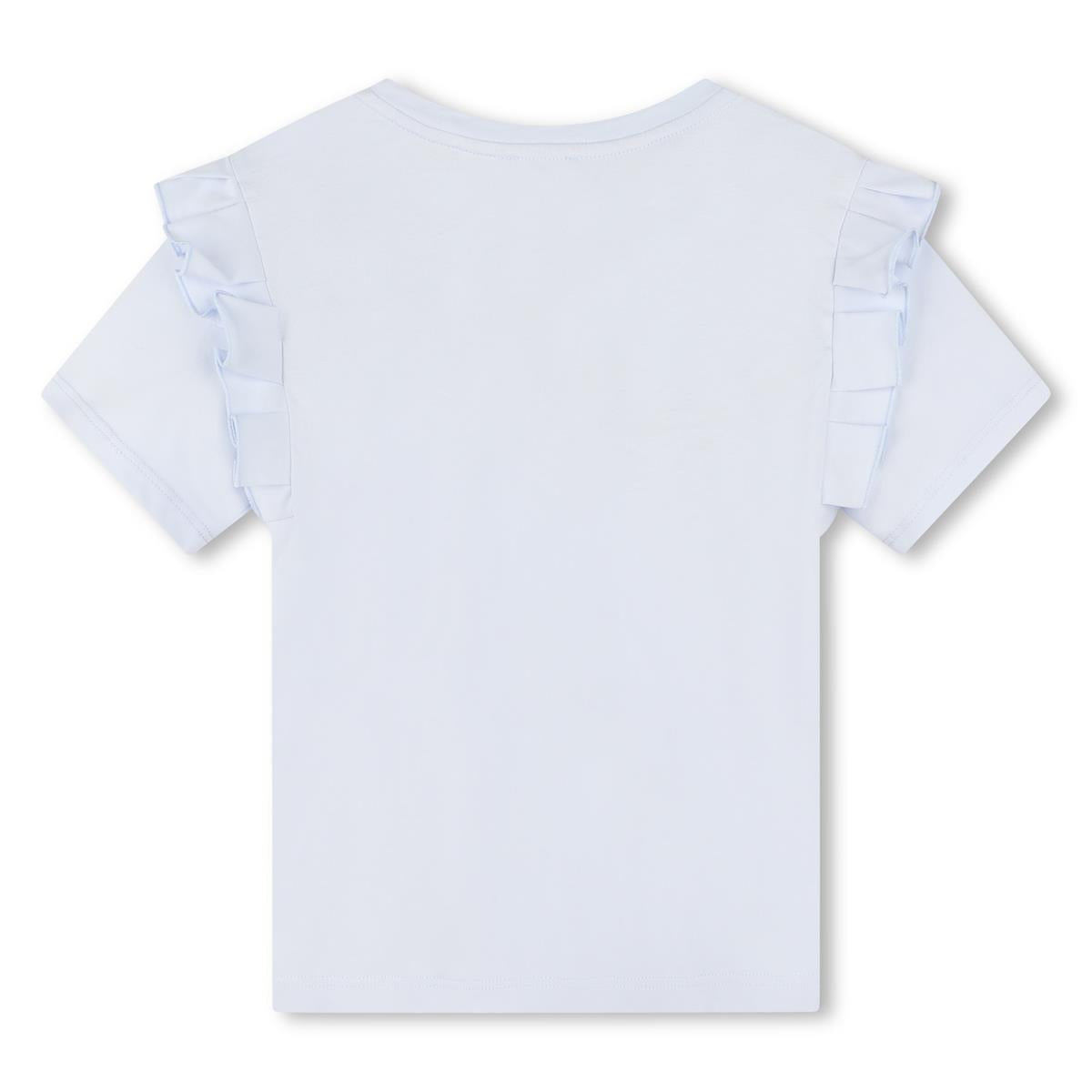 Girls Light Blue Logo Cotton T-Shirt
