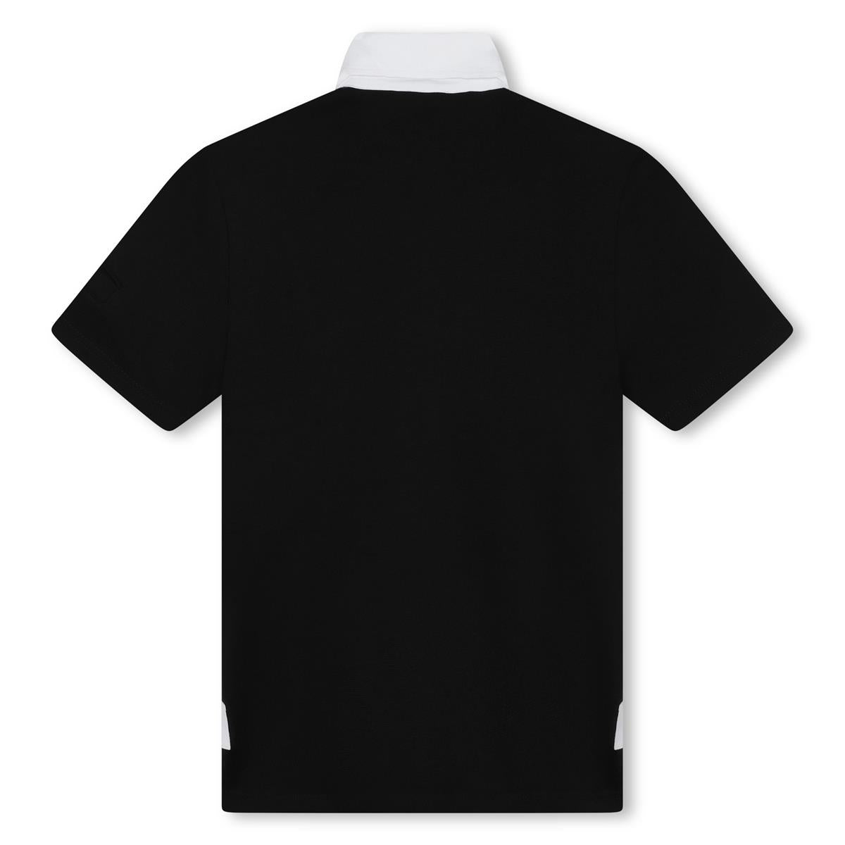 Boys Black Cotton Polo Shirt