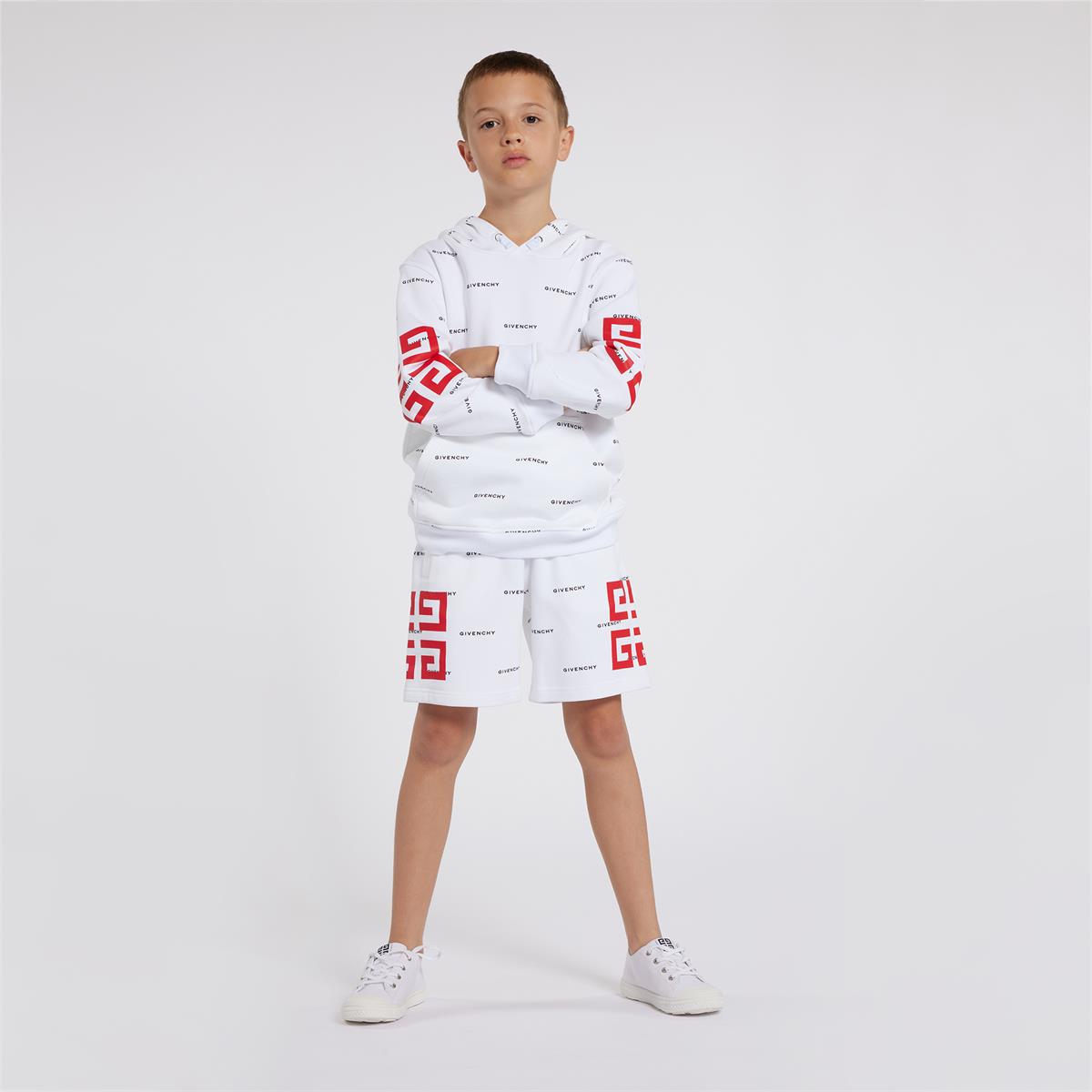 Boys White Cotton Shorts