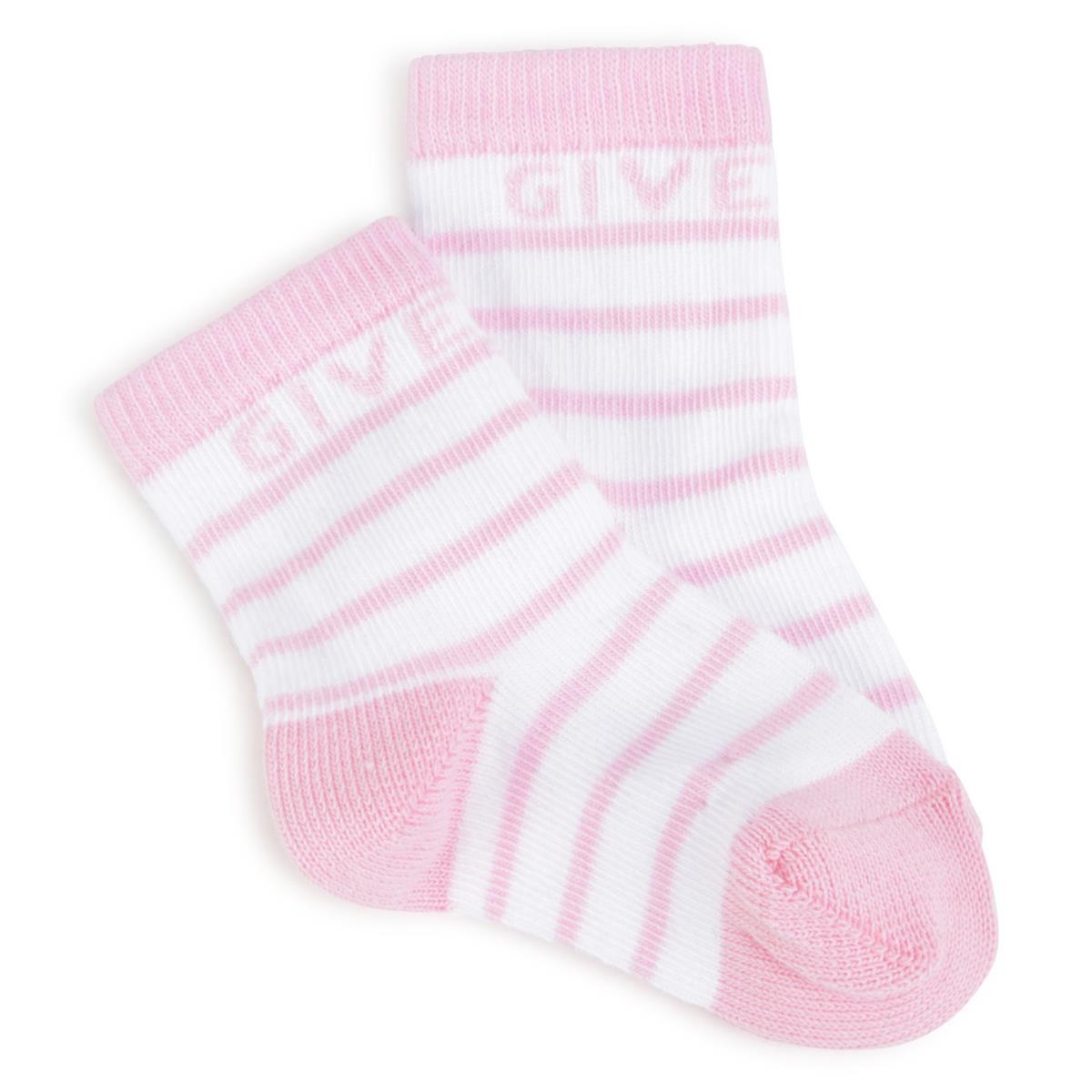 Baby Girls Pink Stripes Cotton Socks(2 Pack)