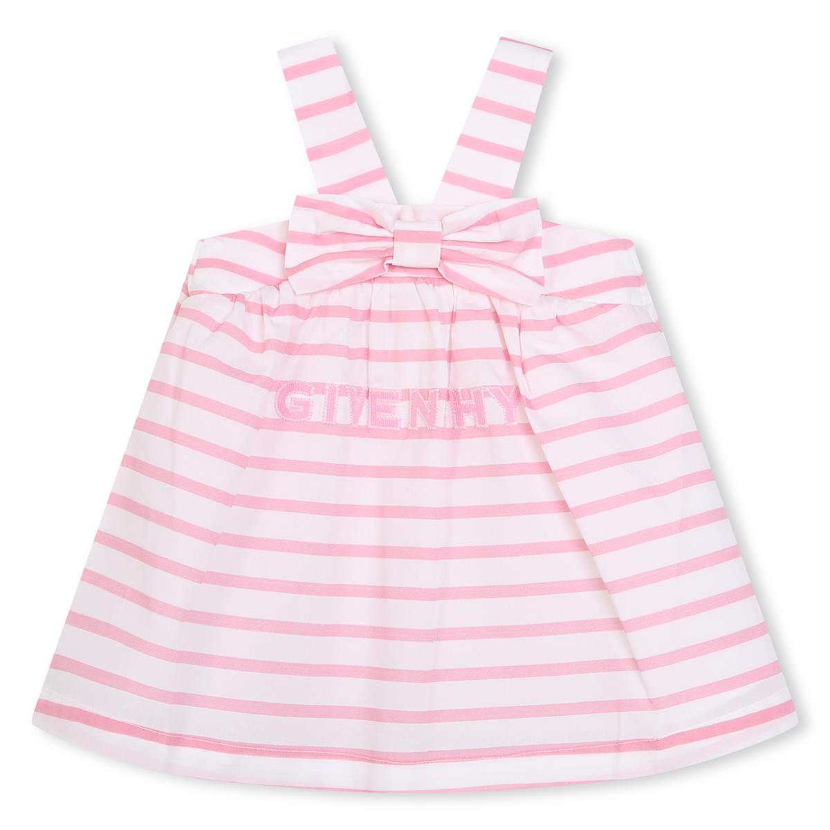 Baby Girls Pink Stripes Cotton Dress Set