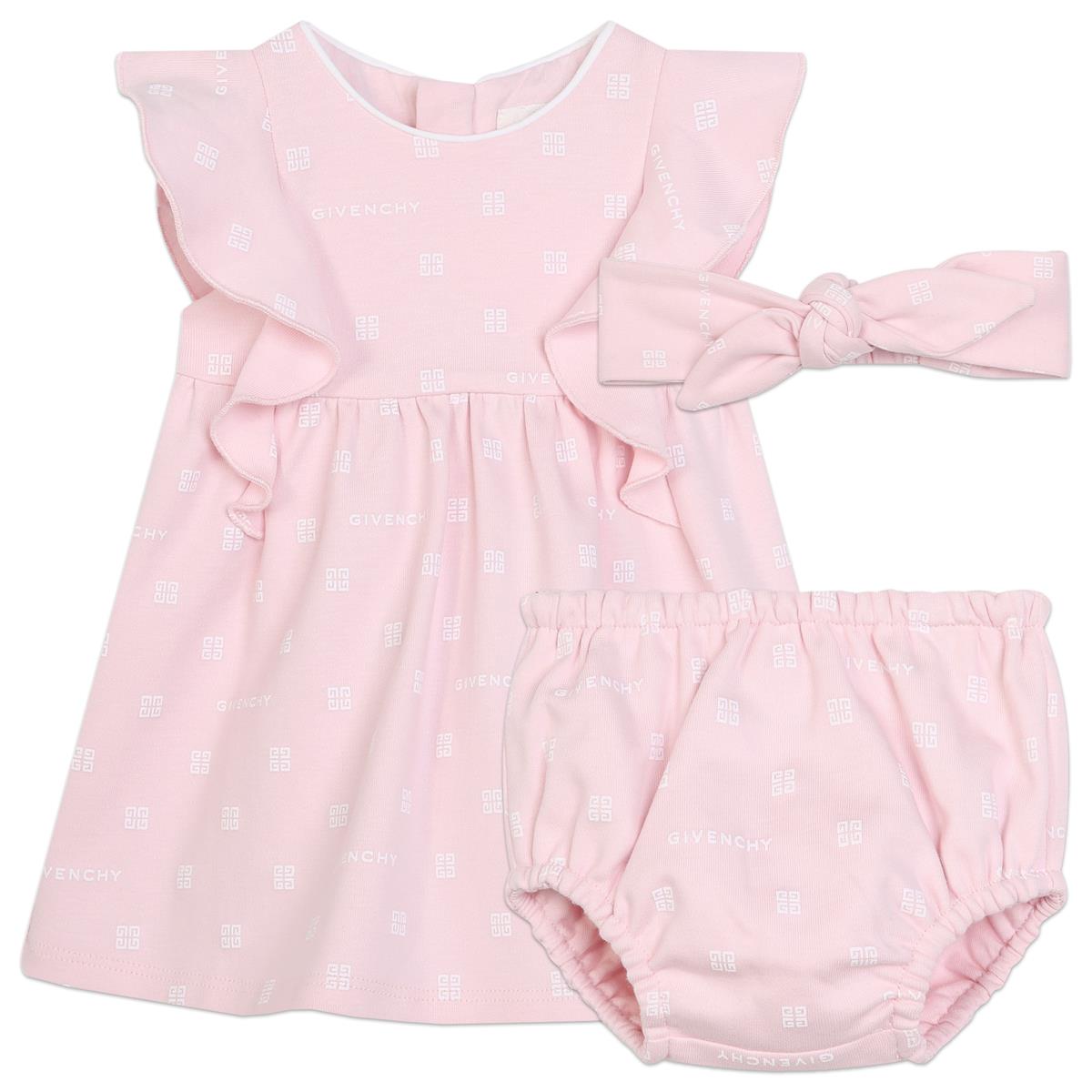 Baby Girls Pink Cotton Dress Set