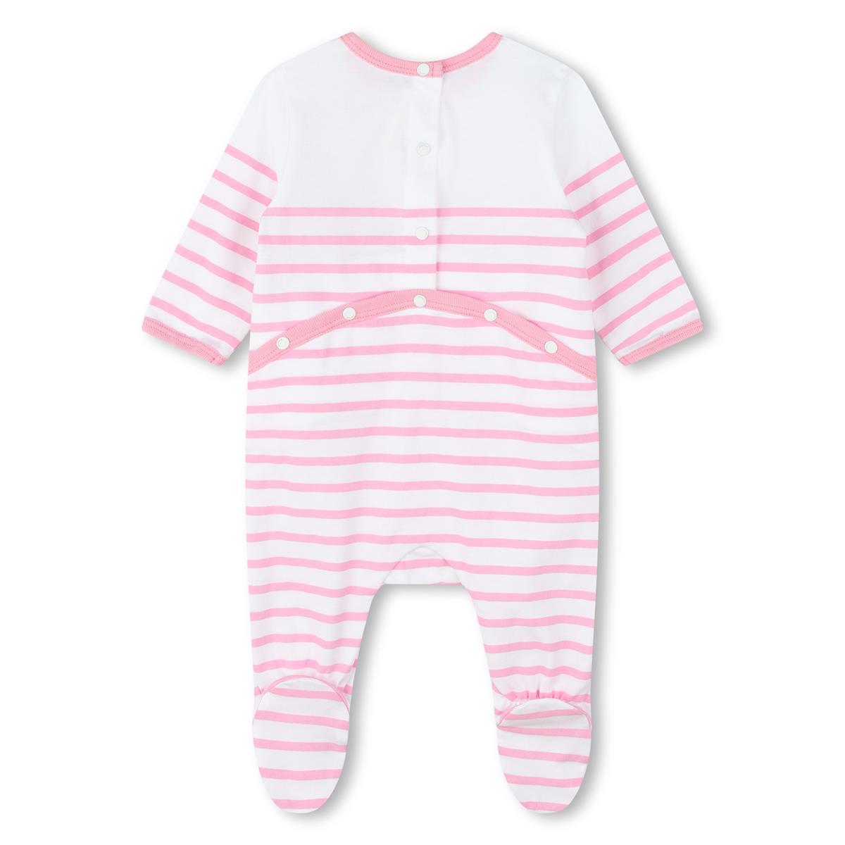 Baby Boys & Girls Pink Stripes Cotton Babysuit Set