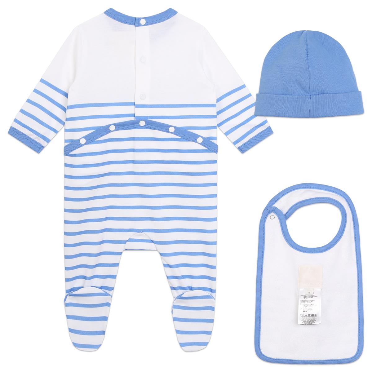 Baby Boys & Girls Blue Stripes Cotton Babysuit Set