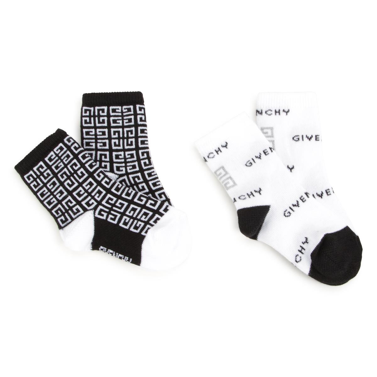 Baby Boys Black Logo Cotton Socks(2 Pack)