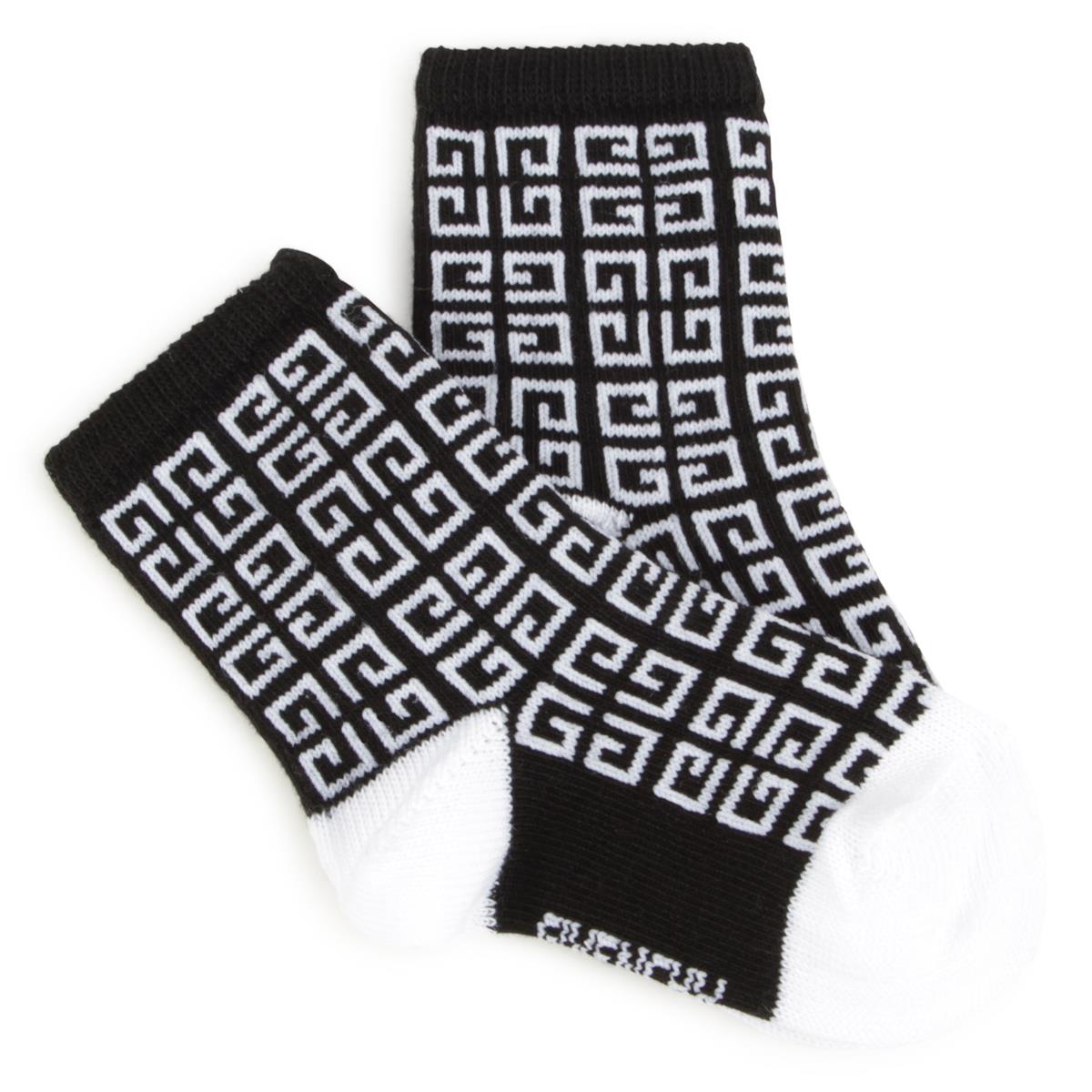 Baby Boys Black Logo Cotton Socks(2 Pack)