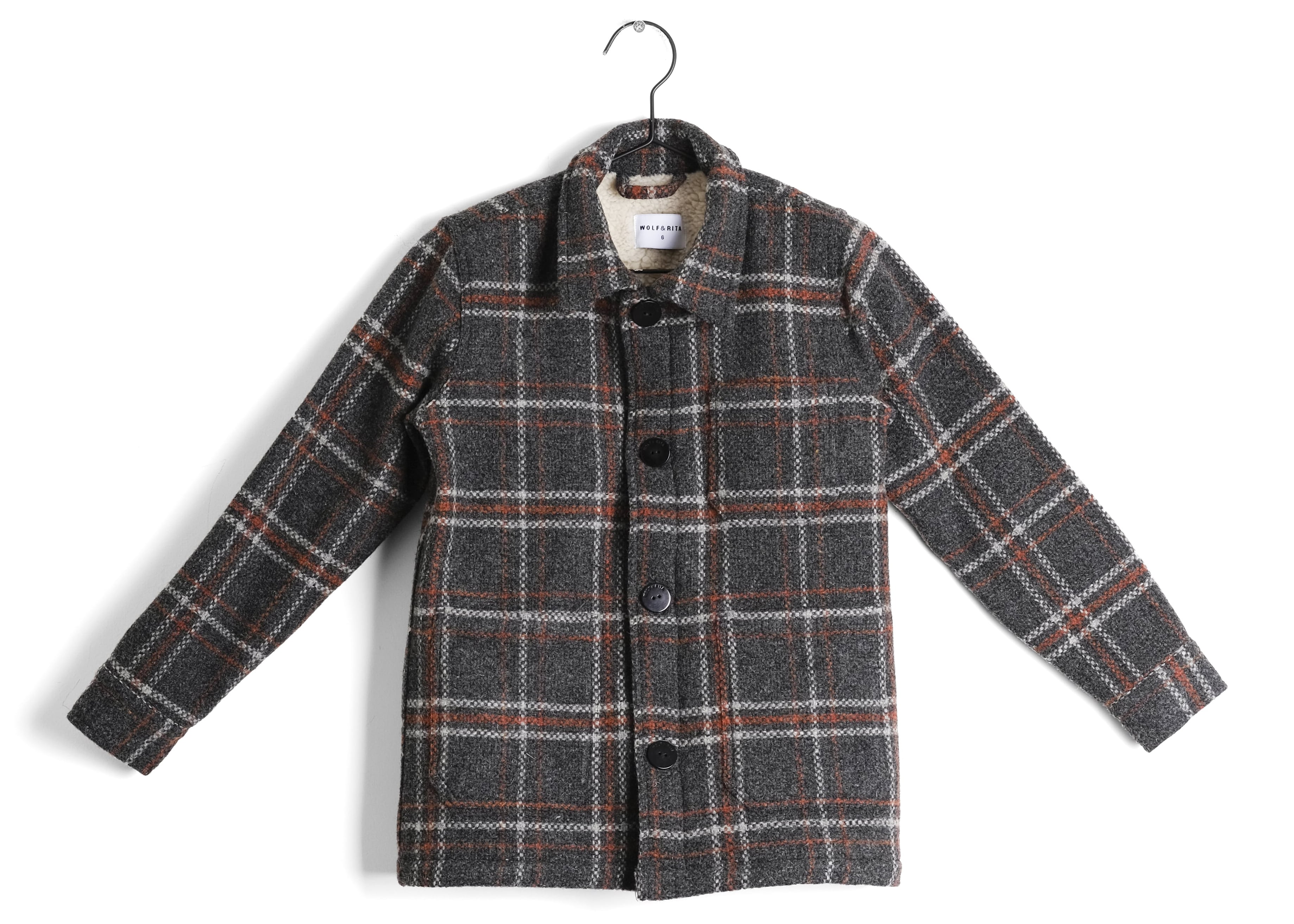 Boys Grey Check Faux Fur Lining Shirt