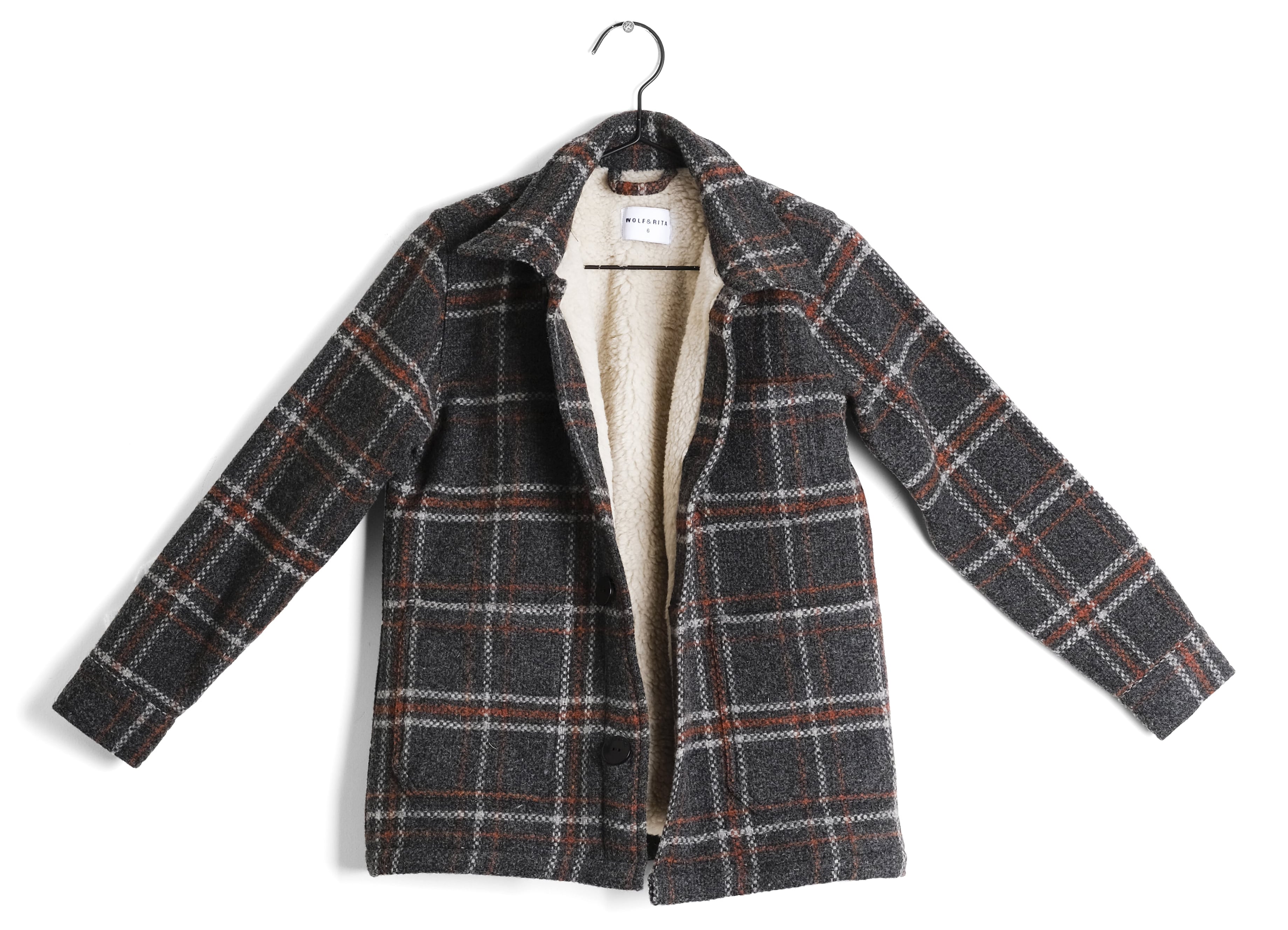 Boys Grey Check Faux Fur Lining Shirt