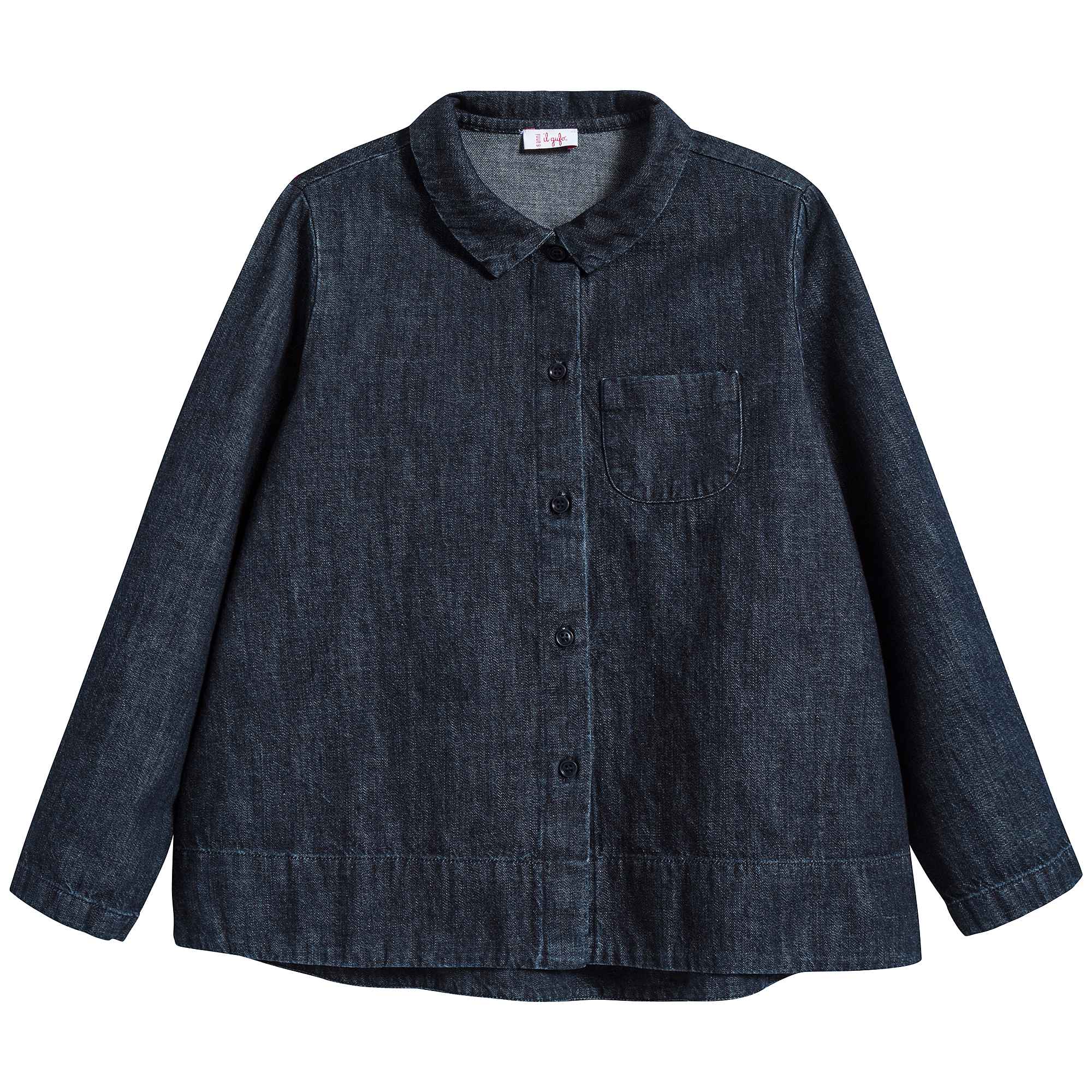 Girls Dark Blue Cotton Shirt