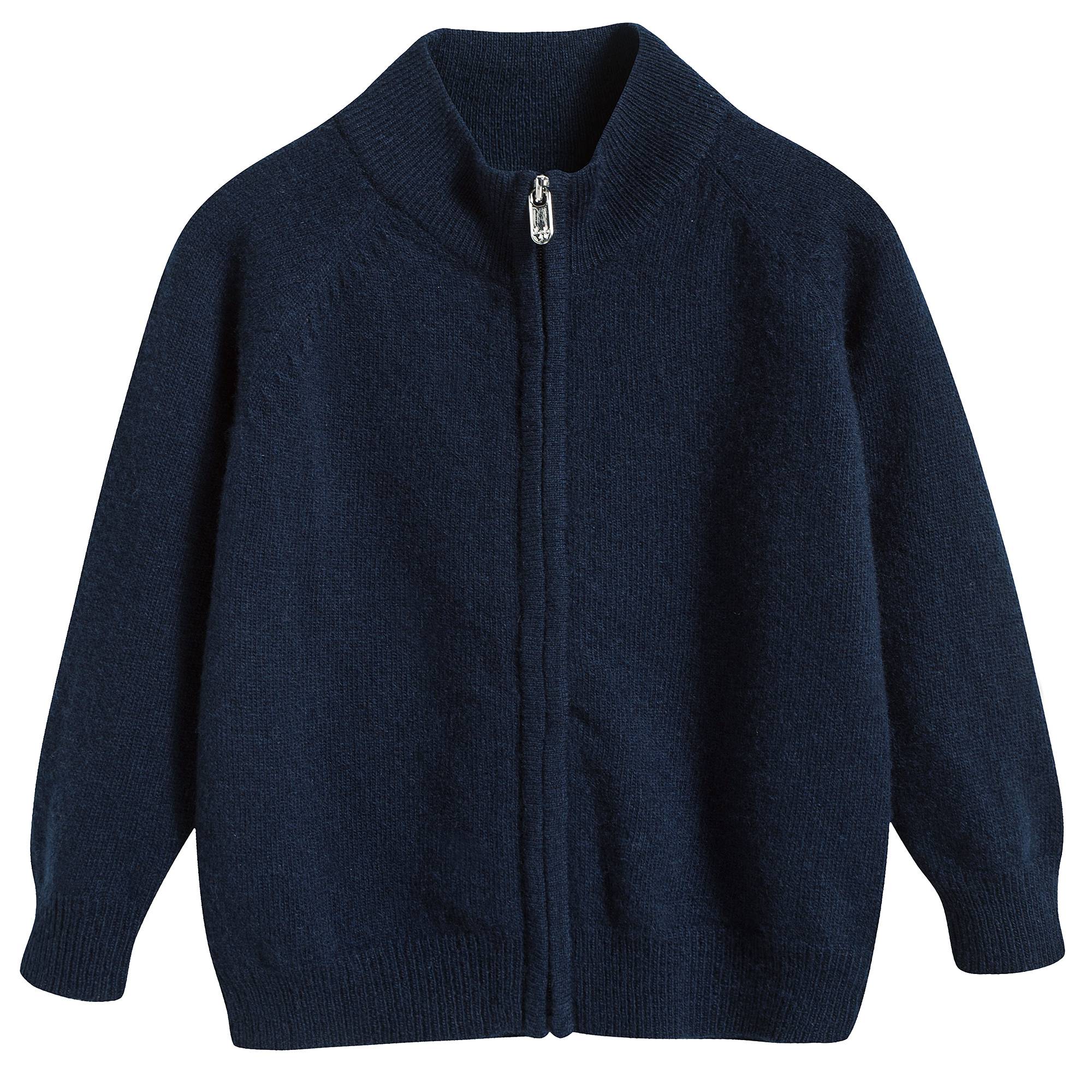 Boys Navy Blue Wool Cardigan