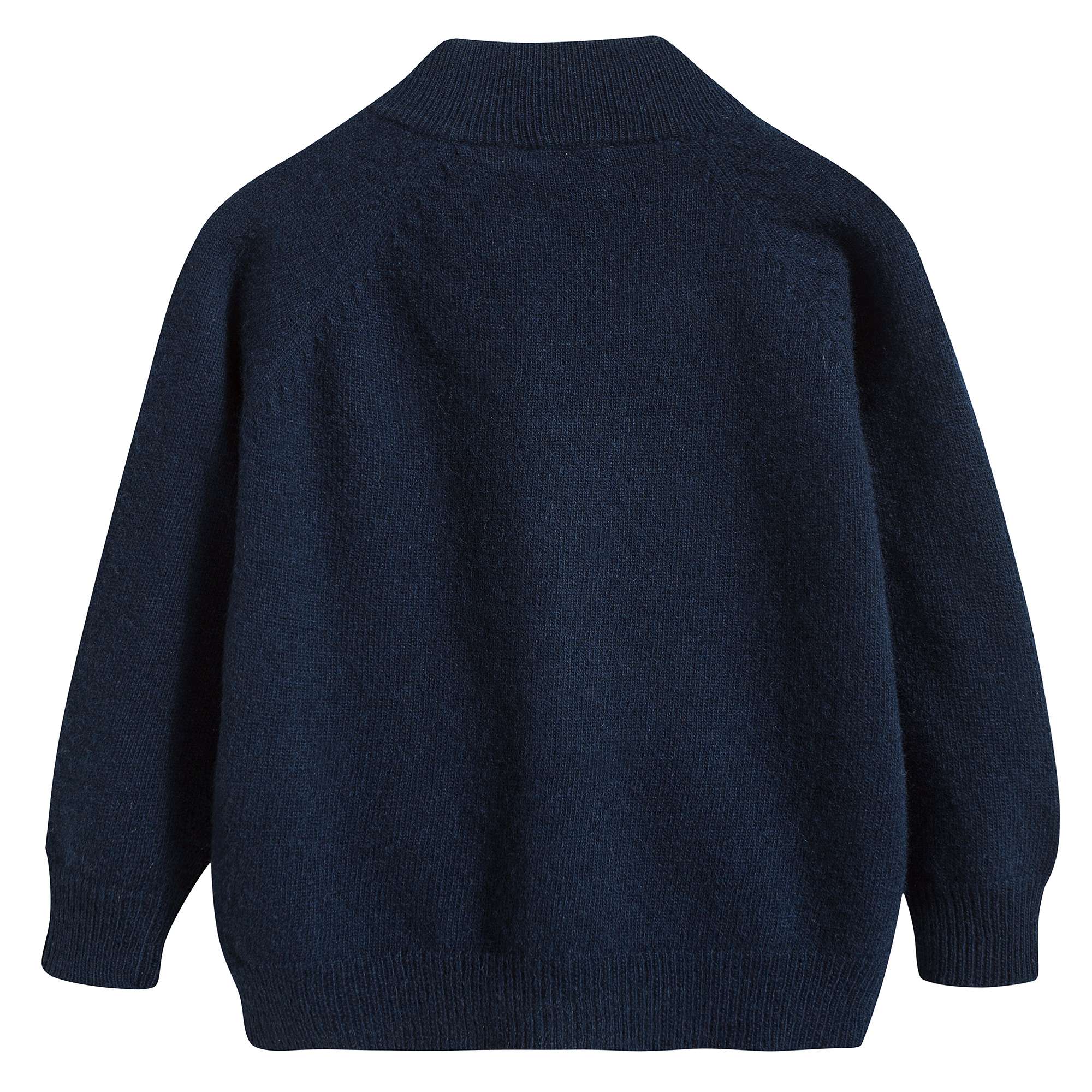 Boys Navy Blue Wool Cardigan