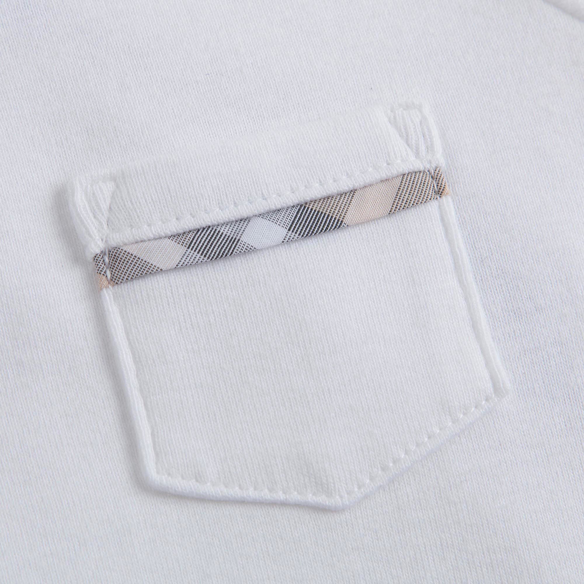 Baby White Check Cotton Three-piece Gift Set With Pocket