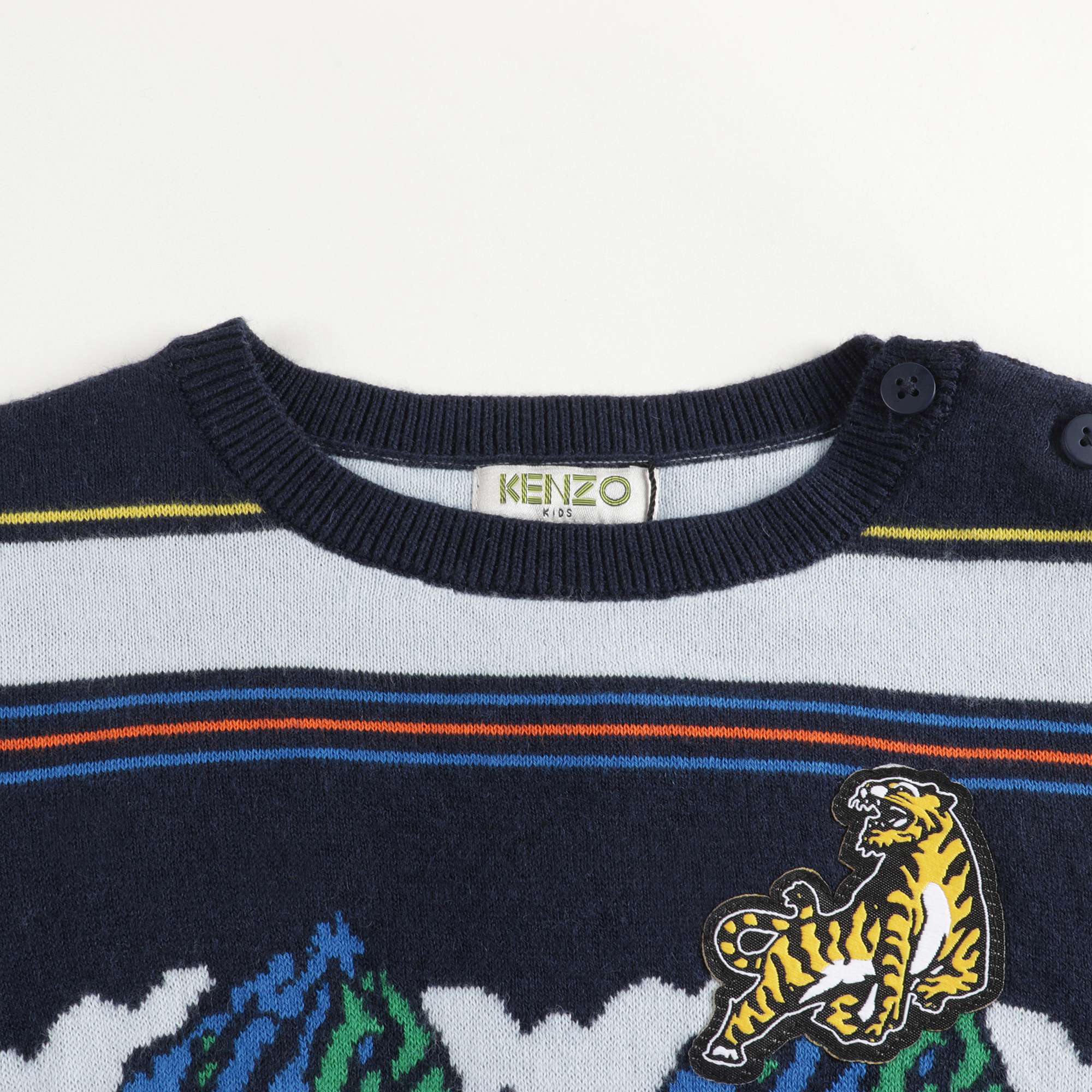 Baby Boys Navy Stripe Logo Jumper