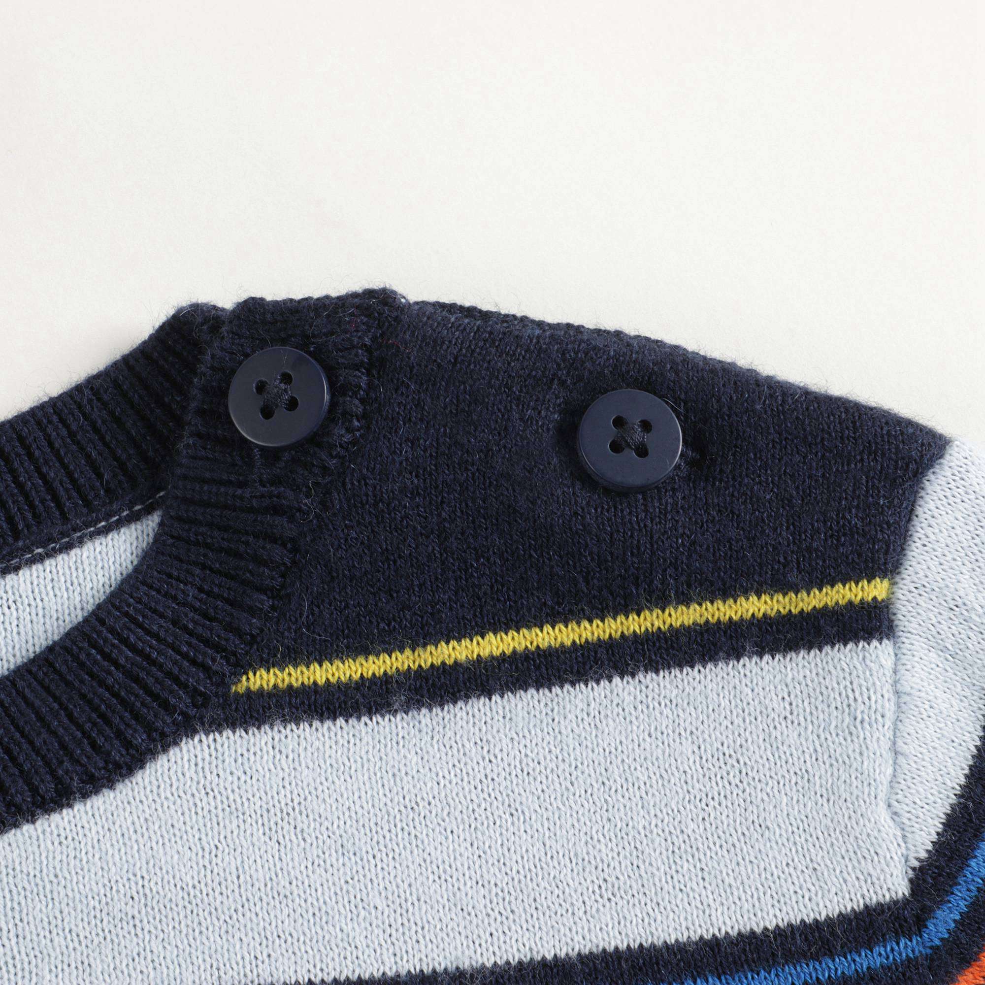 Baby Boys Navy Stripe Logo Jumper