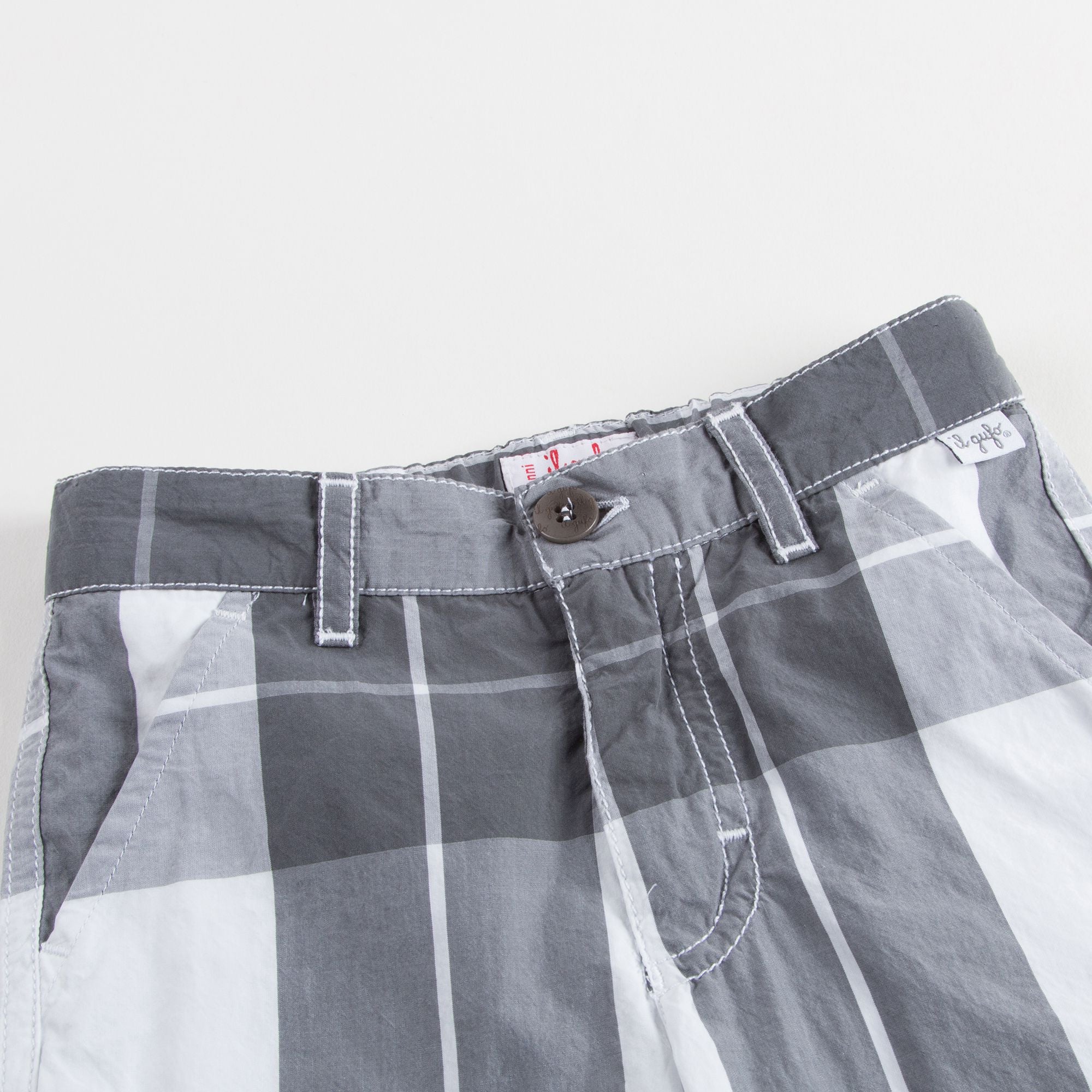 Boys Grey & White Checked Shorts