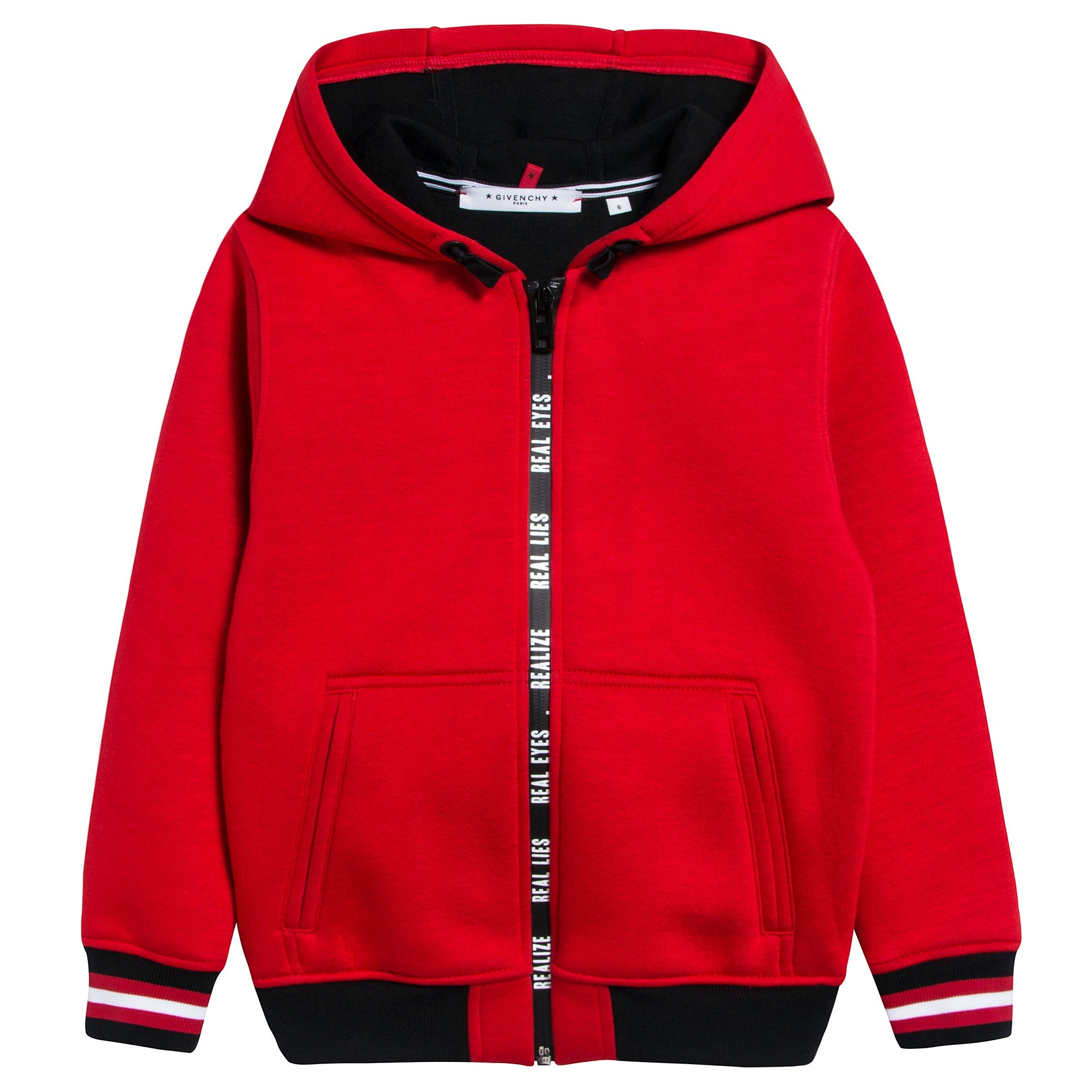 Boys Red & Black Hooded Cardigan