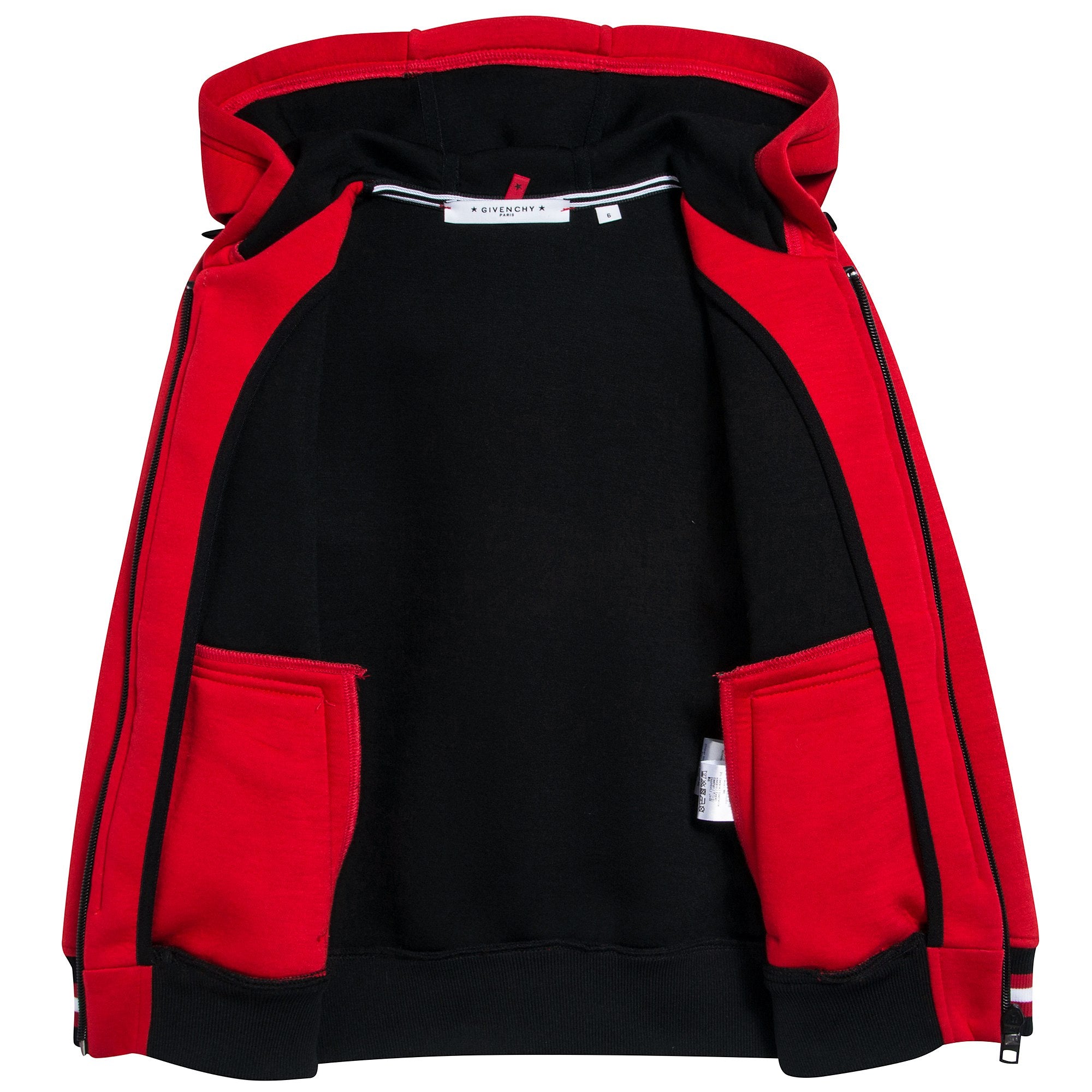 Boys Red & Black Hooded Cardigan