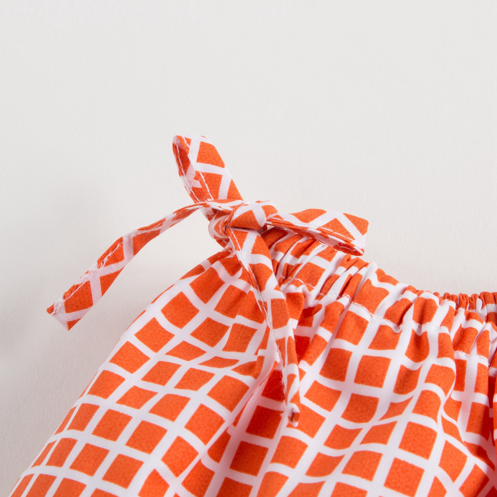 Girls Orange Checked Cotton Skirt
