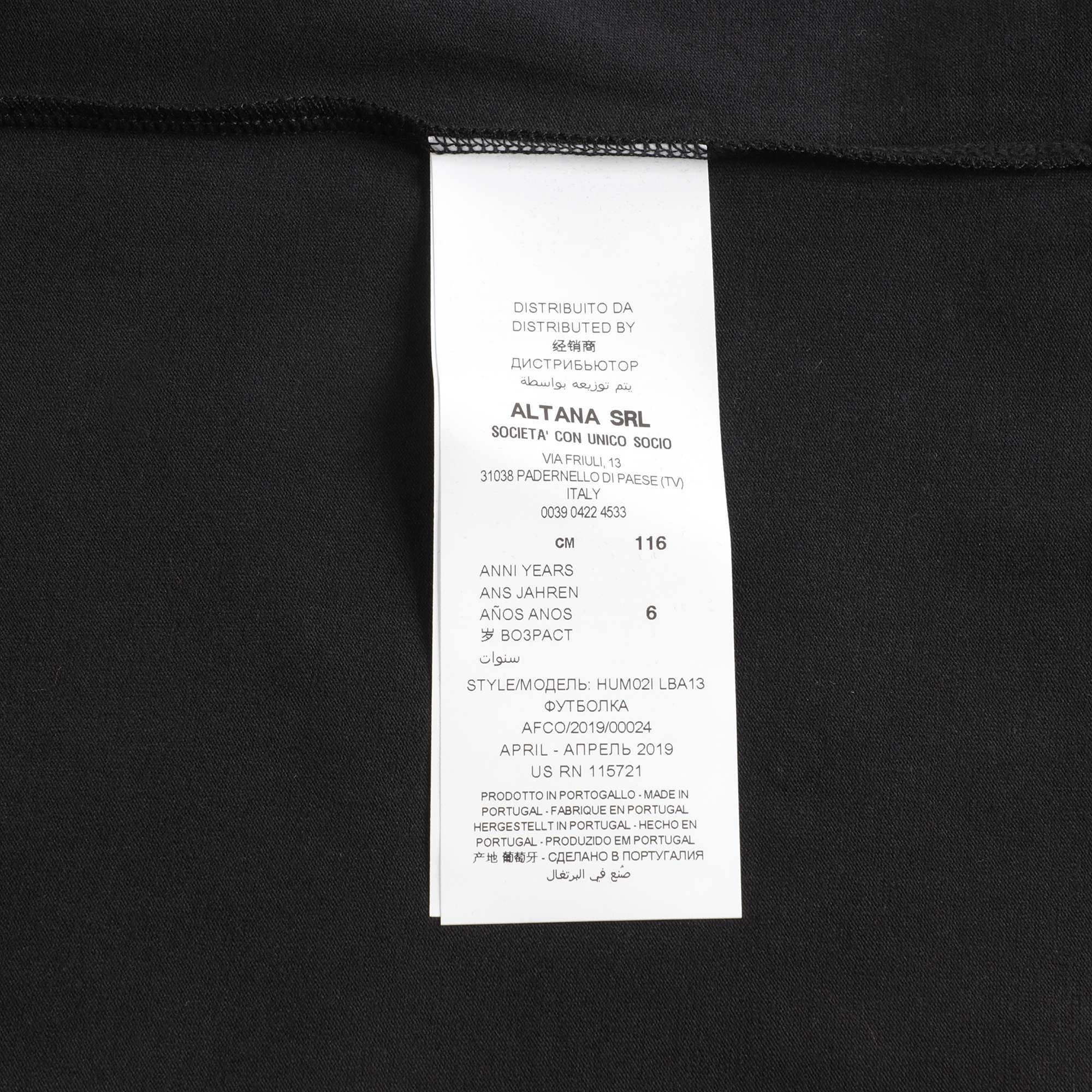 Boys & Girls Black Logo Cotton T-shirt