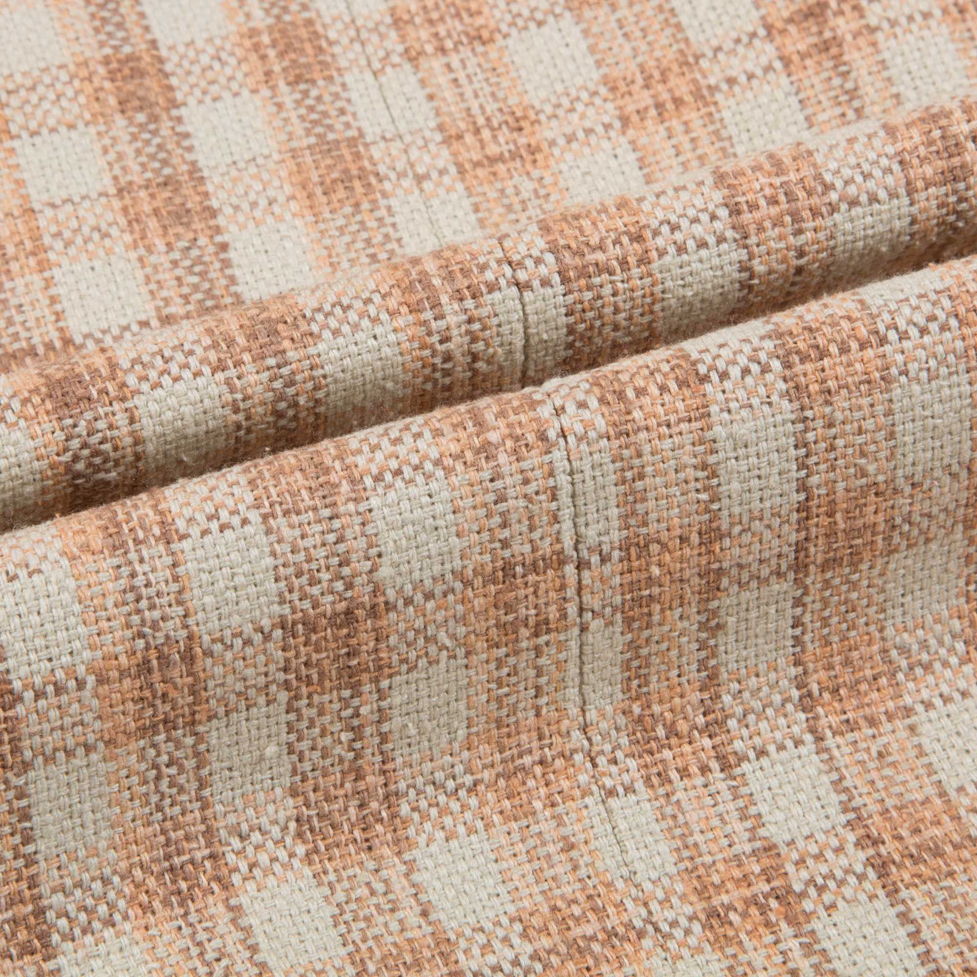 Girls Beige Check Cotton Woven Coat