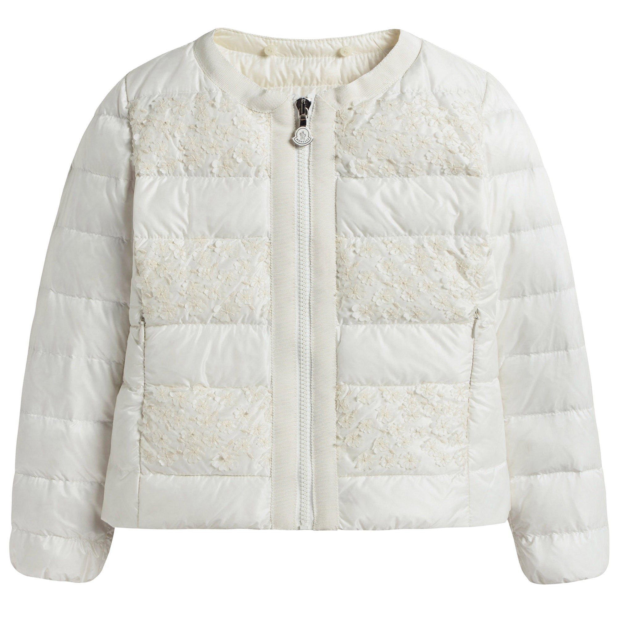 Girls White Patch Trims Down Padded Jacket