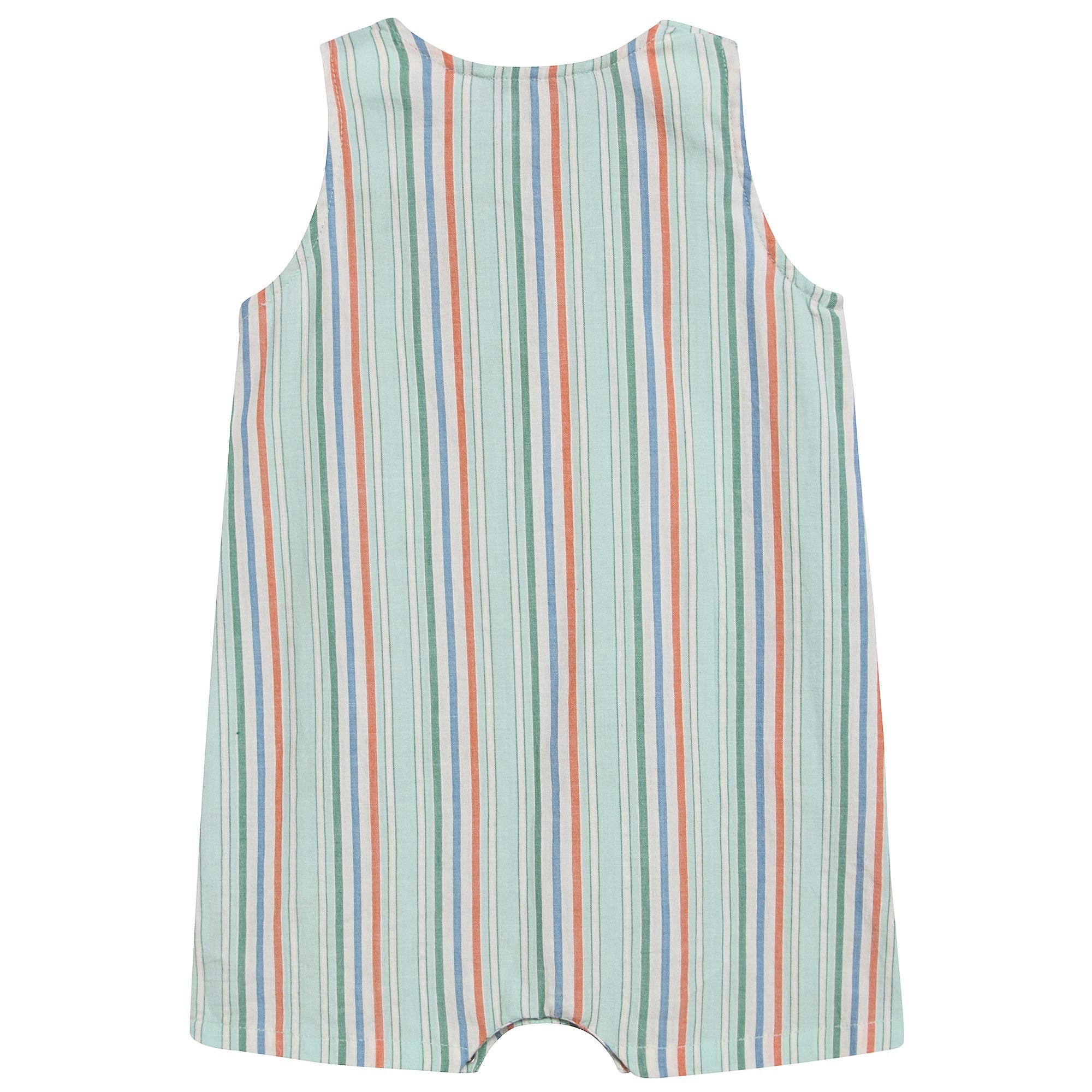 Girls Multi Stripe Cotton Woven Romper