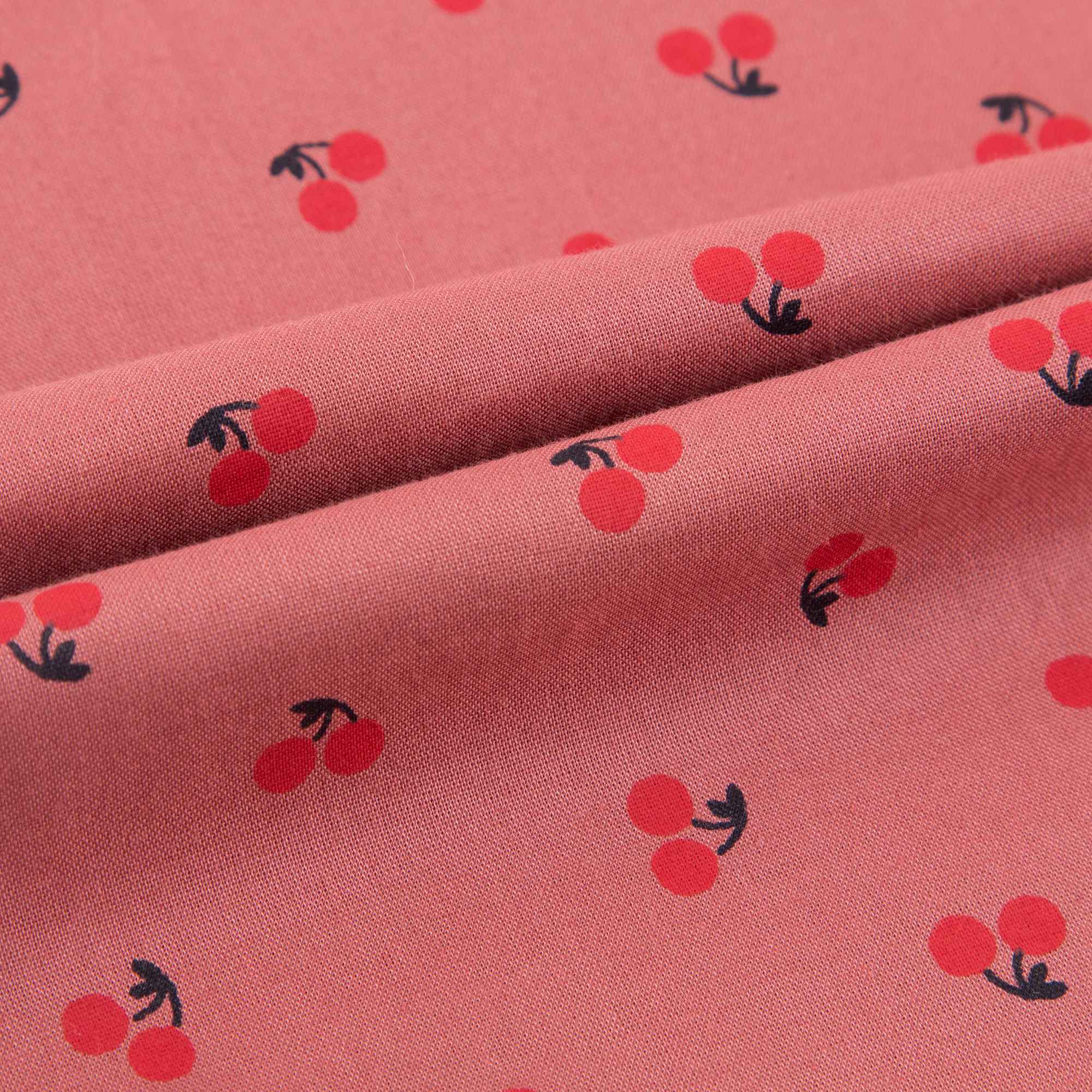 Girls Rose Pink Cherry Blouse With Collar