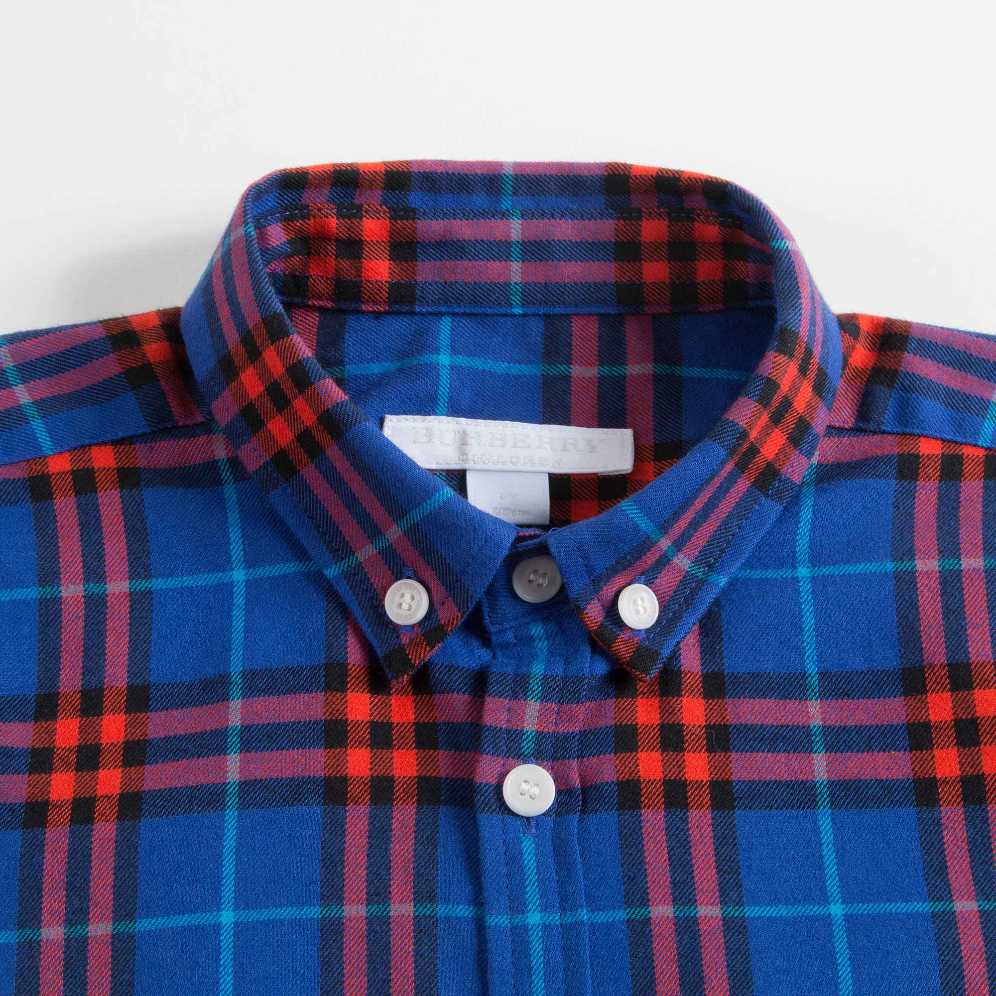 Boys Blue Check Cotton Polo Shirt