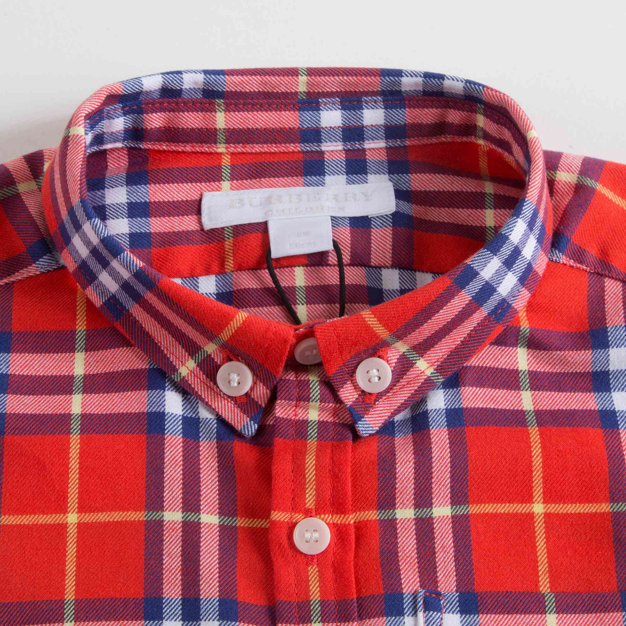 Baby Boys Orange Red Check Cotton Shirt
