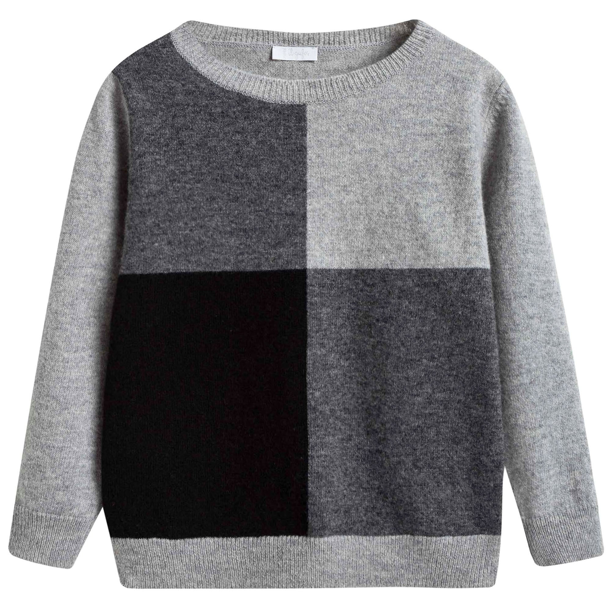 Boys Grey Colour Block Sweater